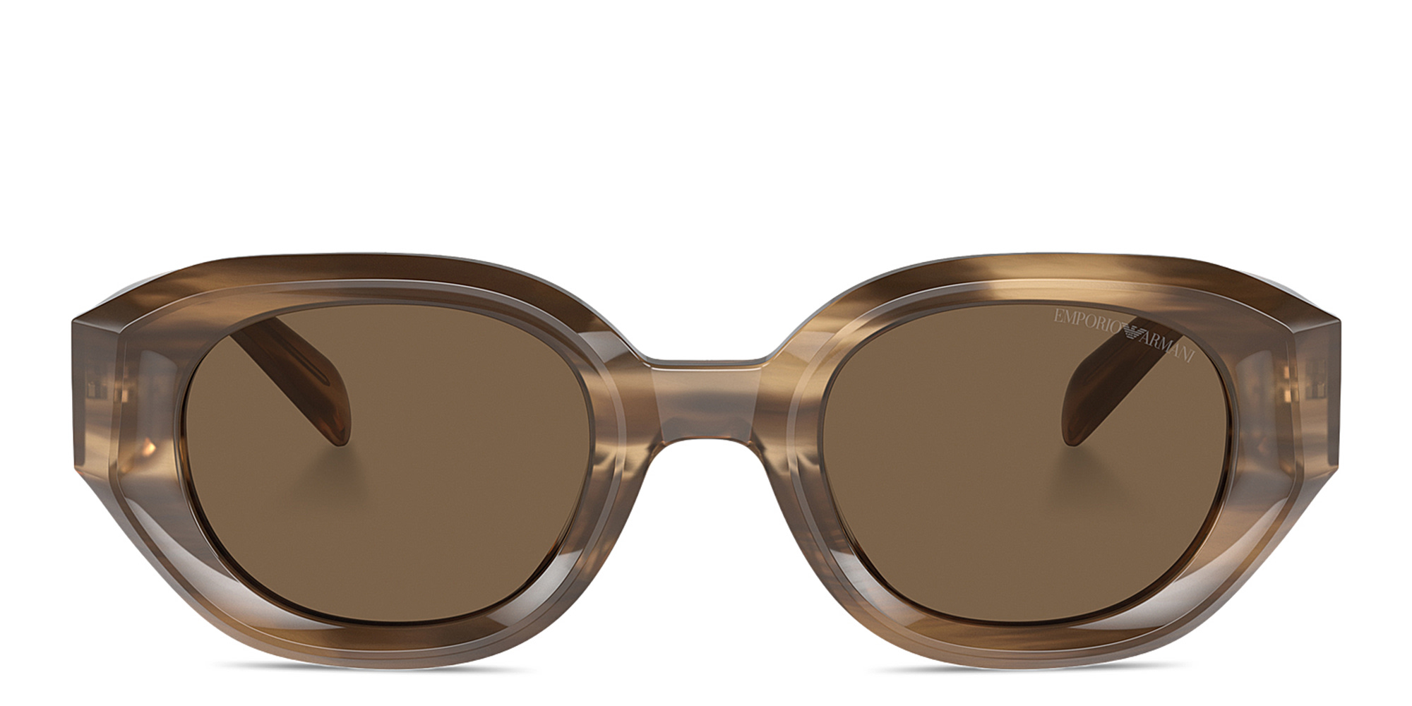 Shop Emporio Armani Irregular Sunglasses in Brown online.