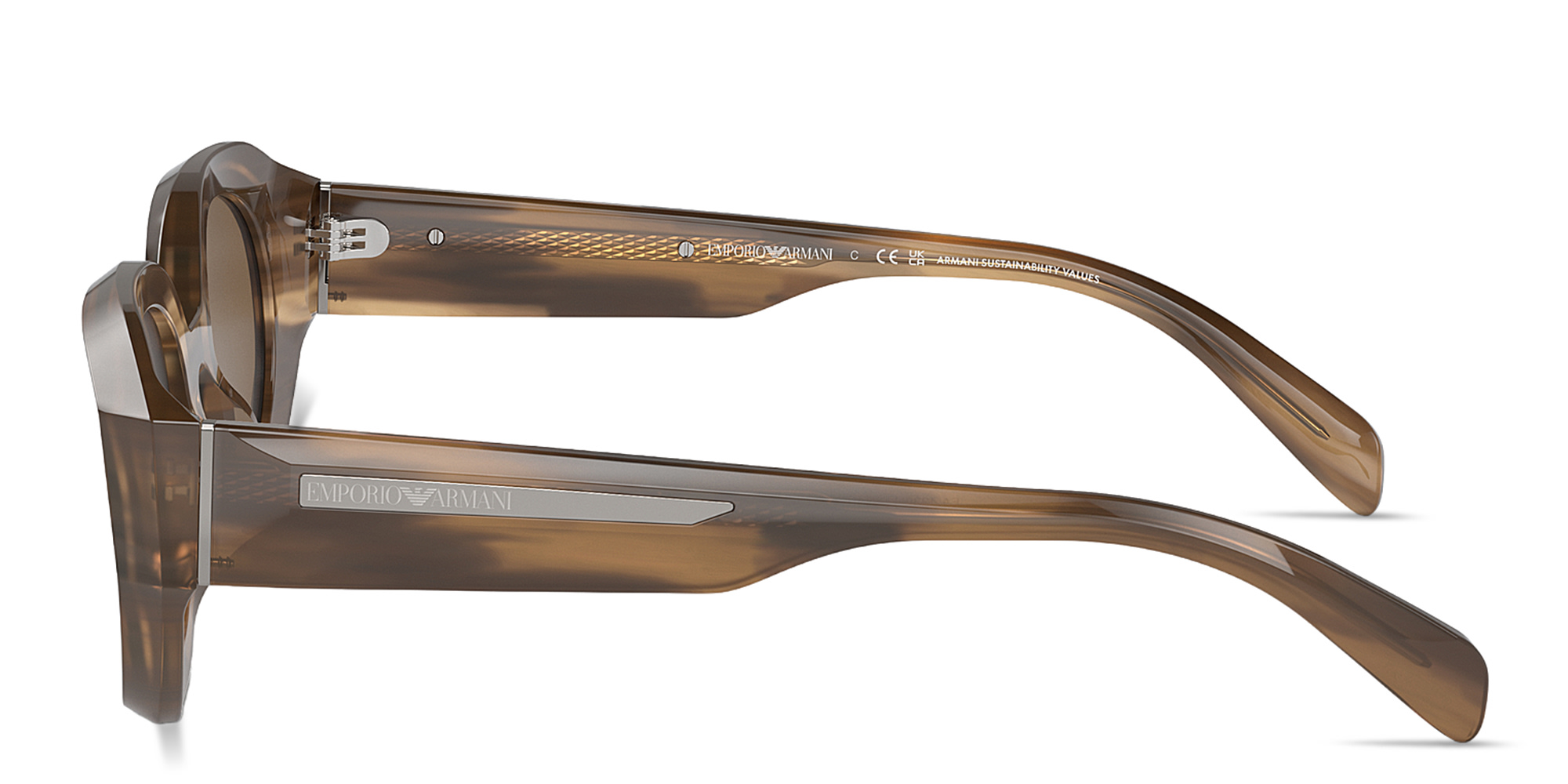 Shop Emporio Armani Irregular Sunglasses in Brown online.