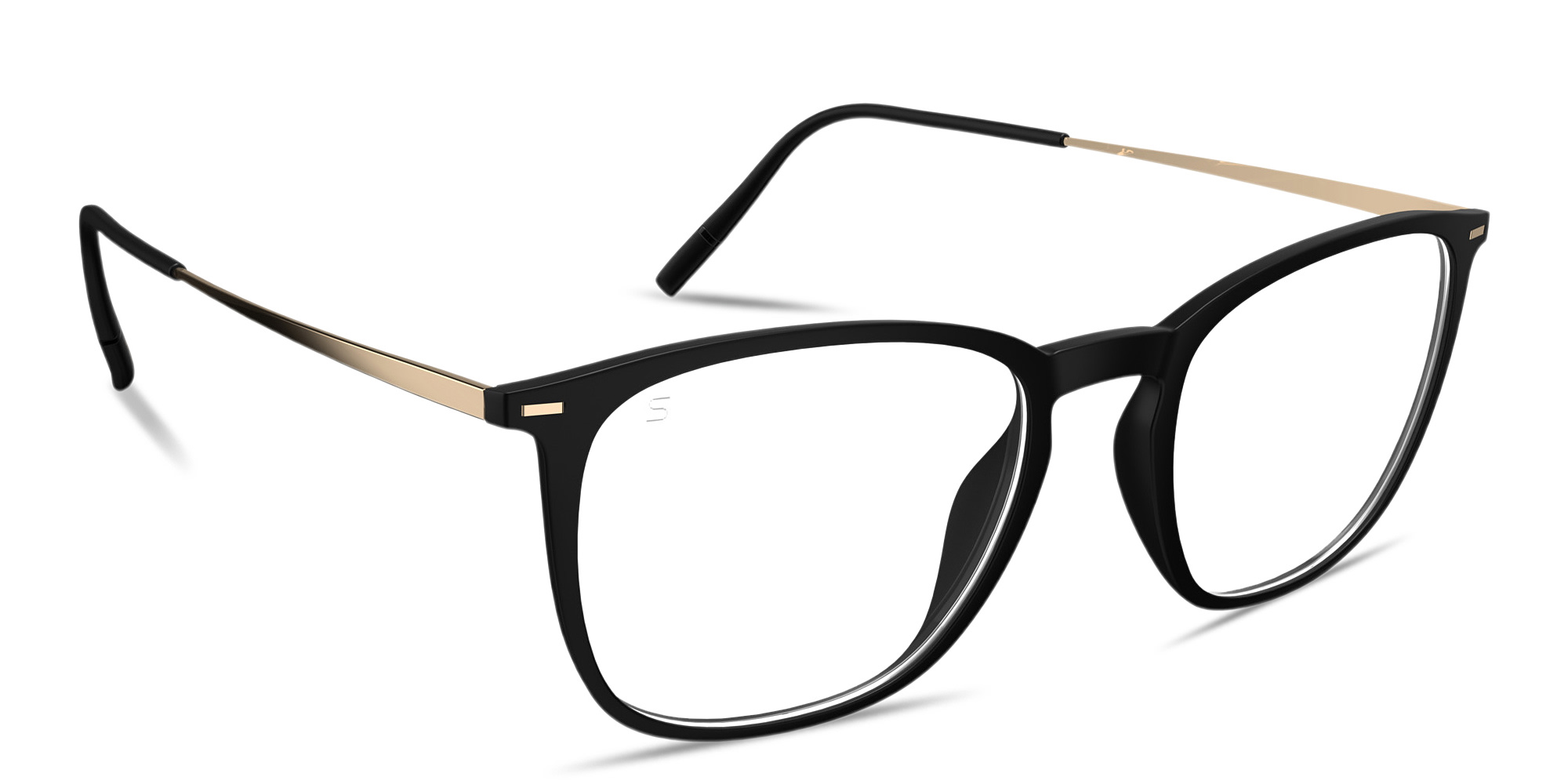 Shop Silhouette Illusion Light Square Eyeglasses in Black online.