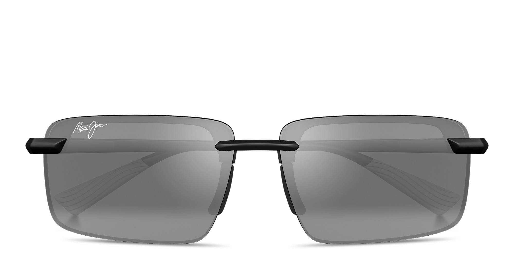 Shop Maui Jim Laulima Unisex Rimless Rectangle Sunglasses in Black online.
