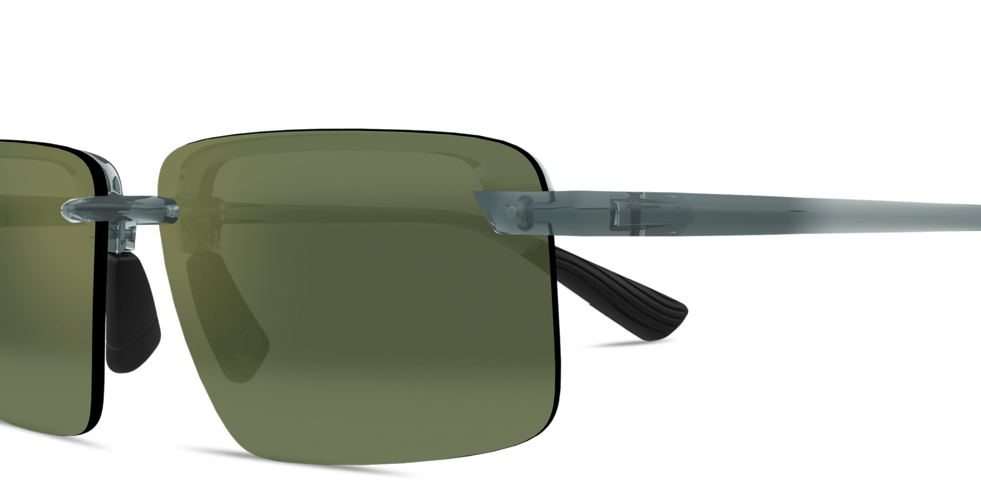 Maui Jim Laulima Unisex Rimless Rectangle Sunglasses in Clear – Product Photo 3