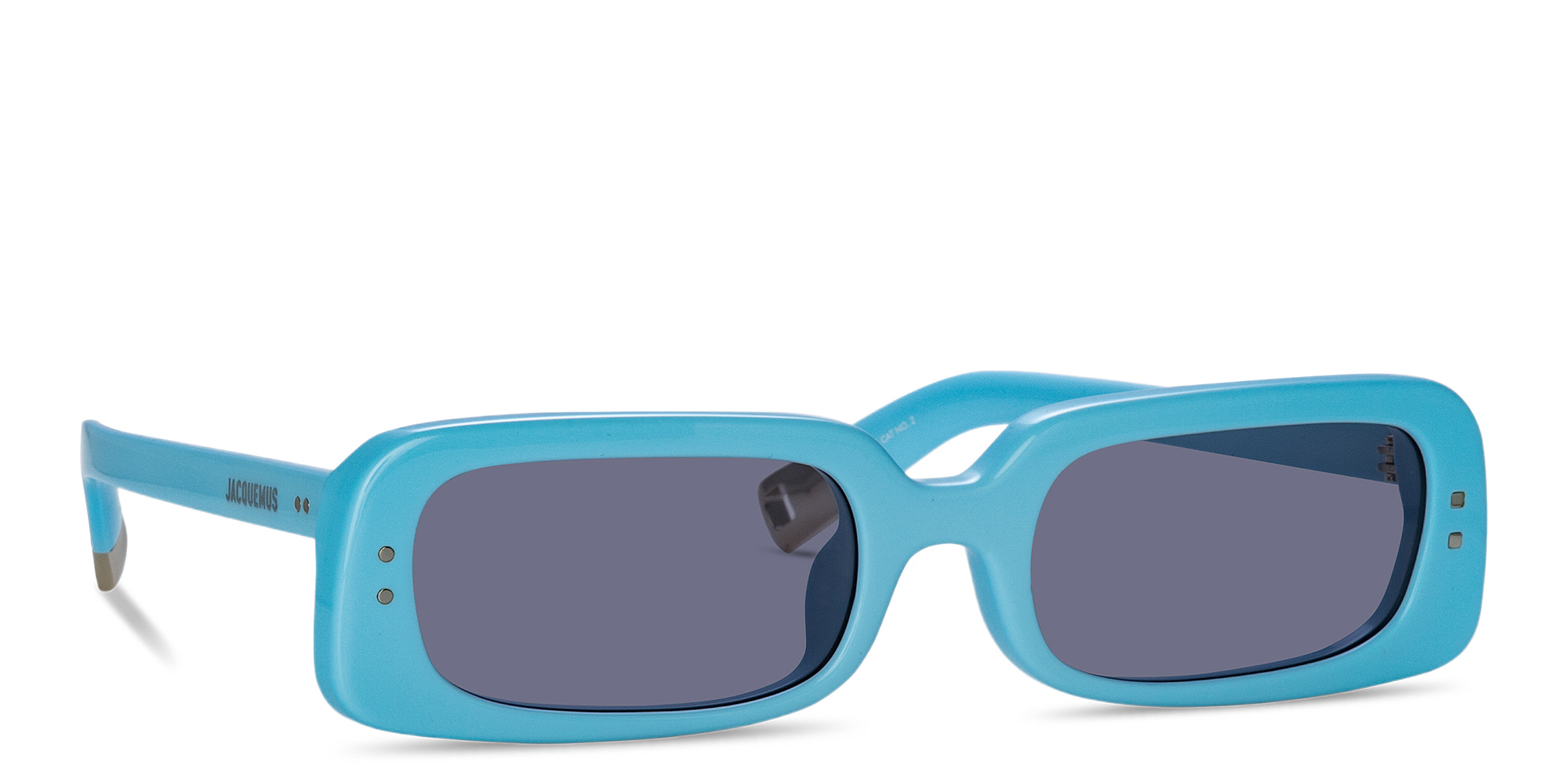 Shop JACQUEMUS Azzuro Rectangle Sunglasses in Blue online.