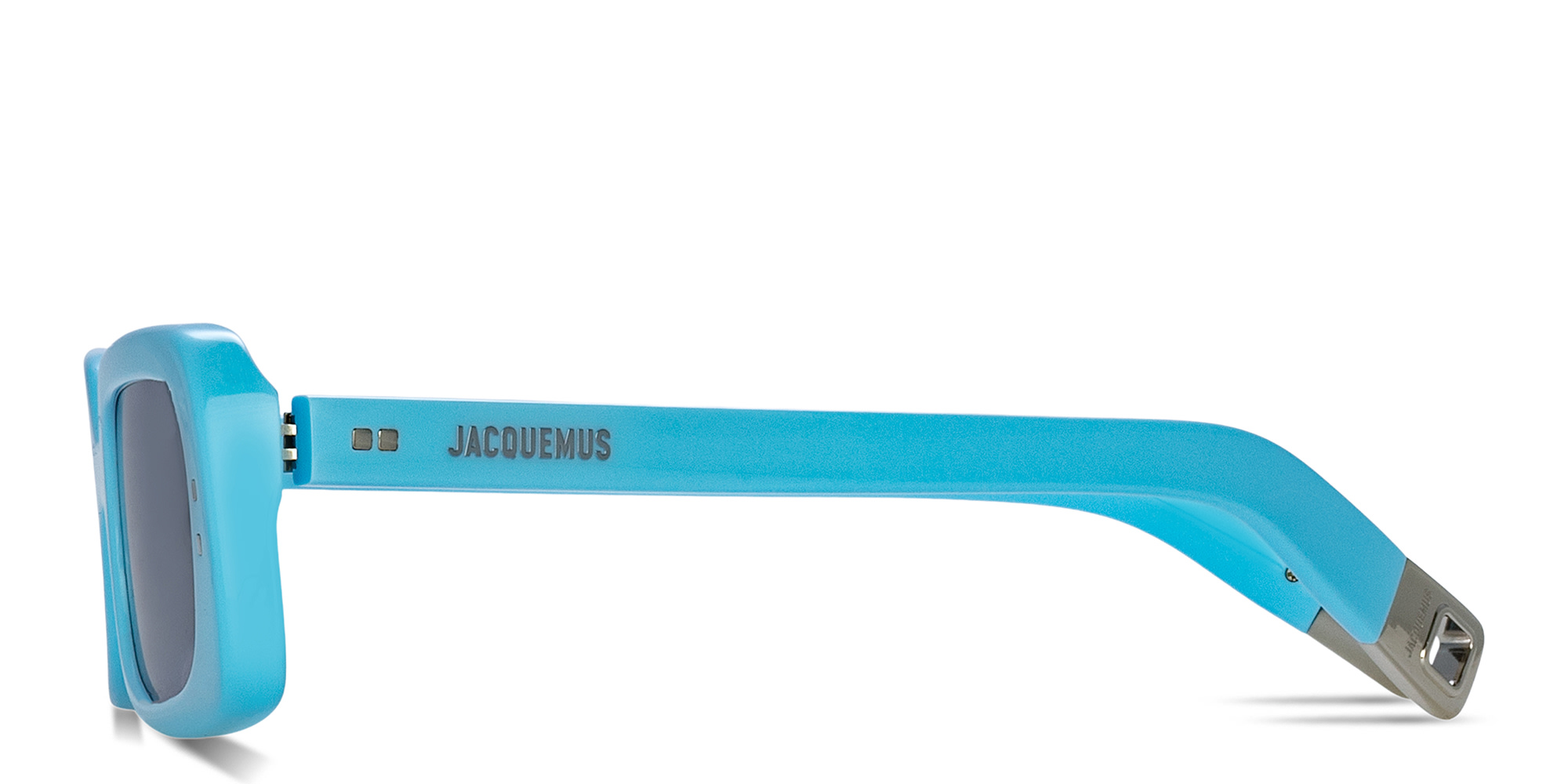 Shop JACQUEMUS Azzuro Rectangle Sunglasses in Blue online.