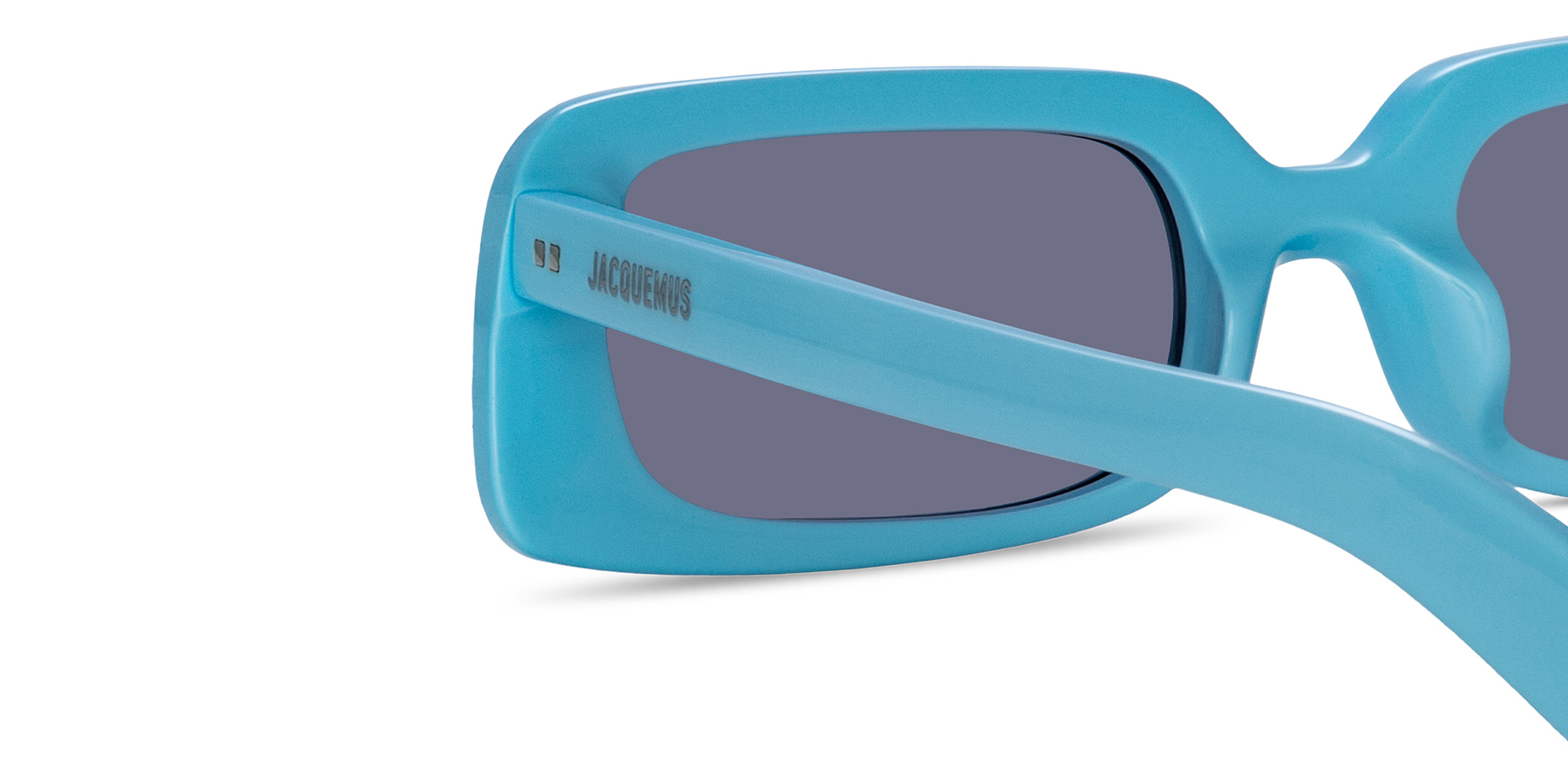 Shop JACQUEMUS Azzuro Rectangle Sunglasses in Blue online.