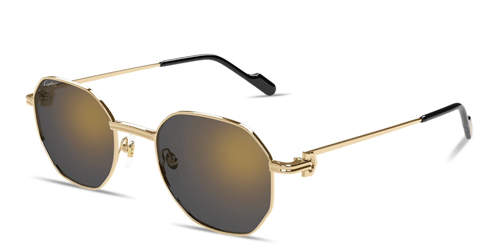 Shop Cartier Première de Cartier Unisex Irregular Sunglasses in Gold online.