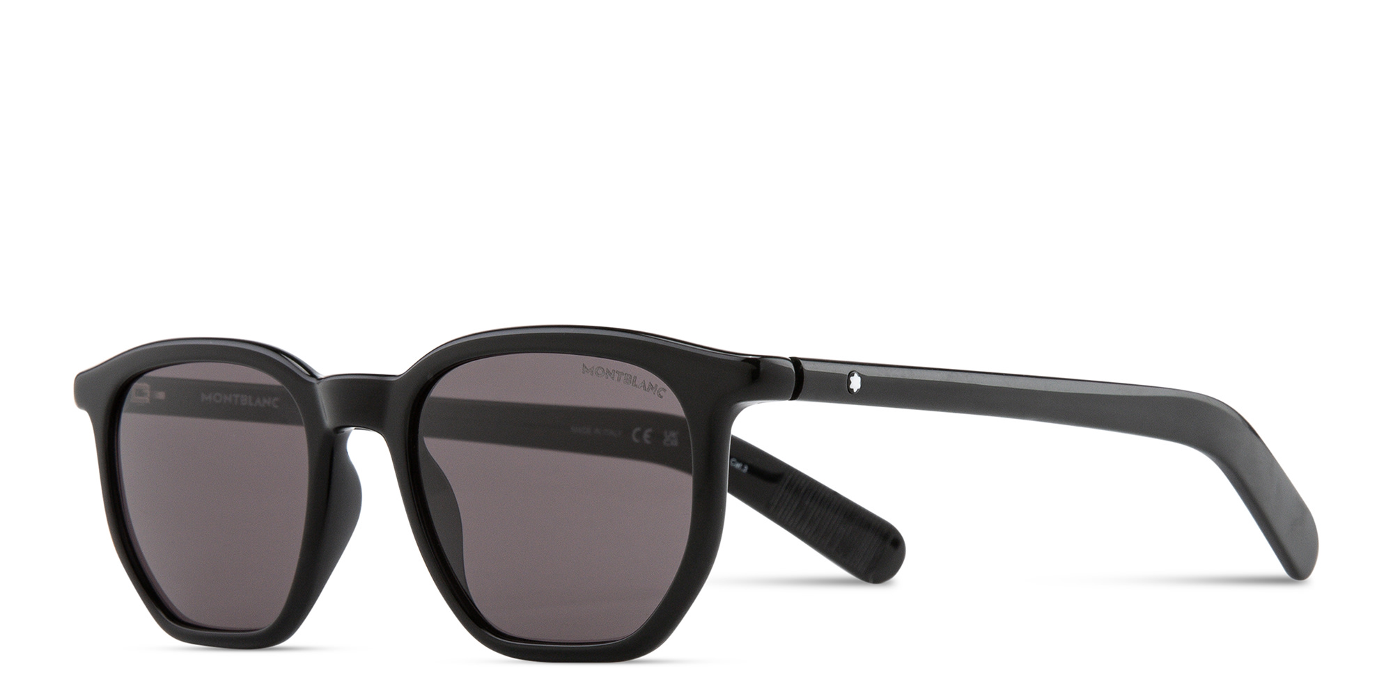 Shop MONTBLANC Snowcap Square Sunglasses in Black online.