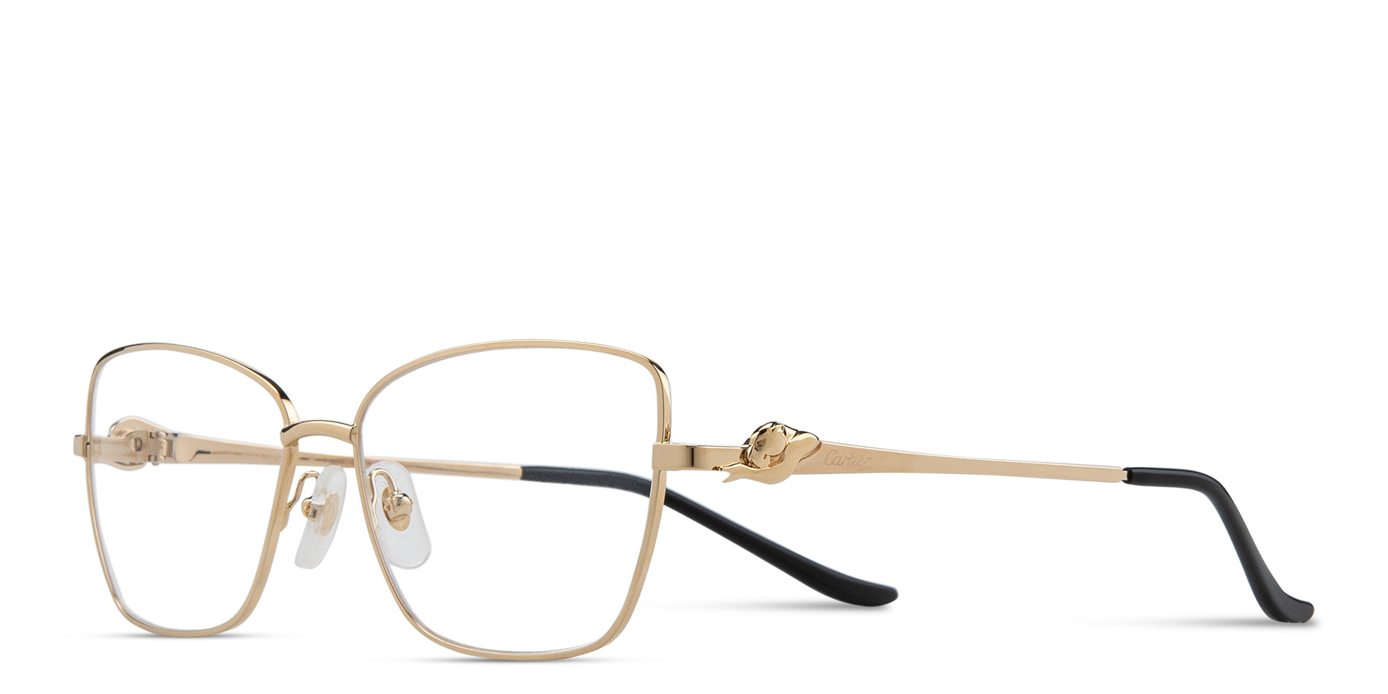 Shop Cartier Panthère de Cartier Wide Cat-Eye Eyeglasses in Gold online.