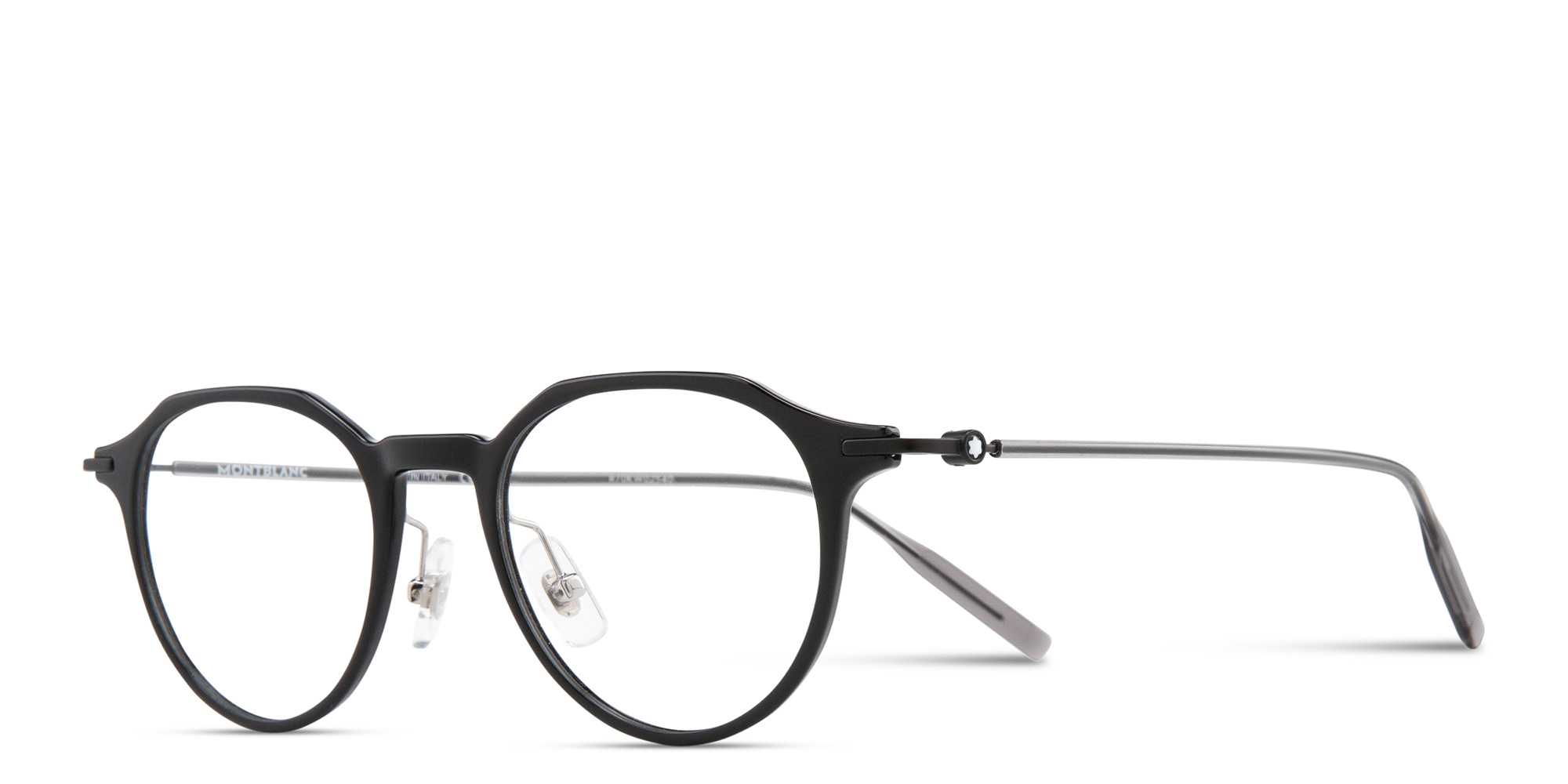 Shop MONTBLANC Snowcap Panthos Eyeglasses in Black online.