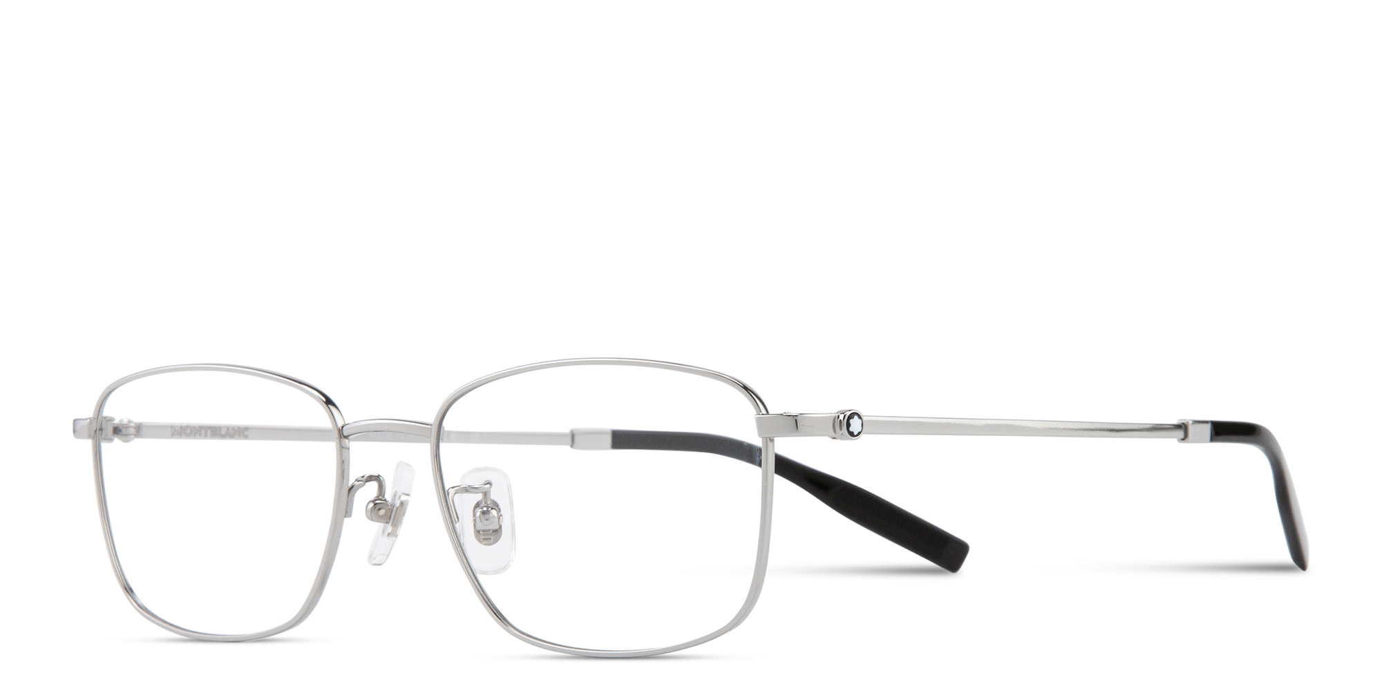 Shop MONTBLANC Snowcap Rectangle Eyeglasses in Silver online.