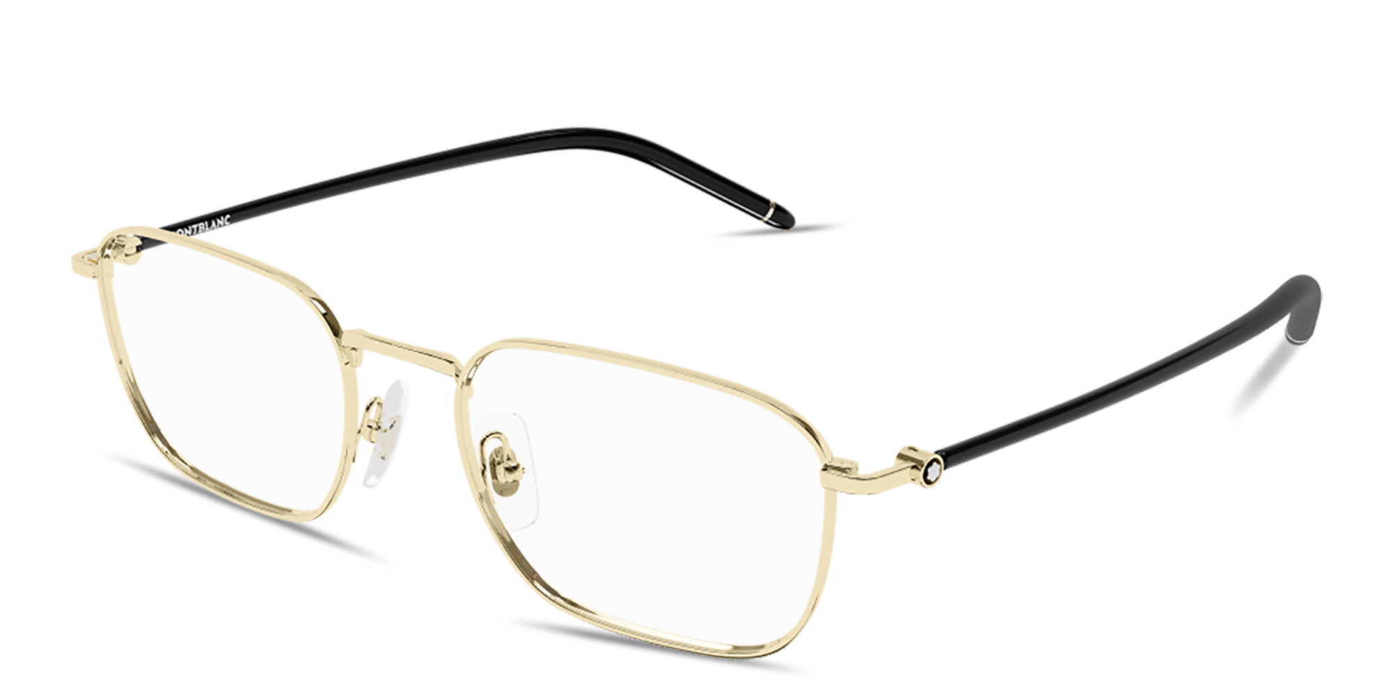 Shop MONTBLANC Meisterstück Rectangle Eyeglasses in Gold online.