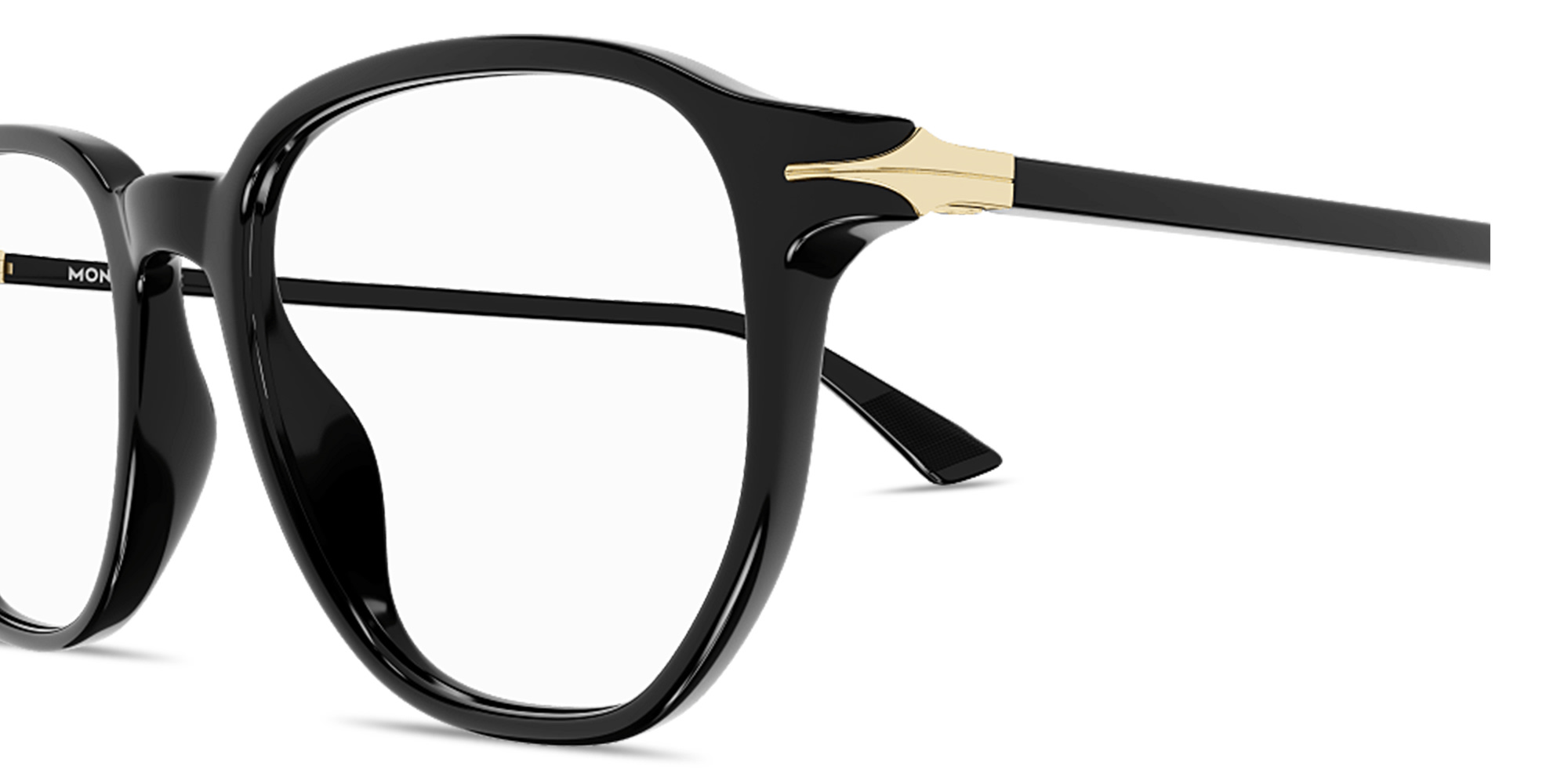 نظارات طبية مربّعة بشعار الريشة الخاصة بالأقلام من مونت بلانك بلون أسود - صورة المنتج 3