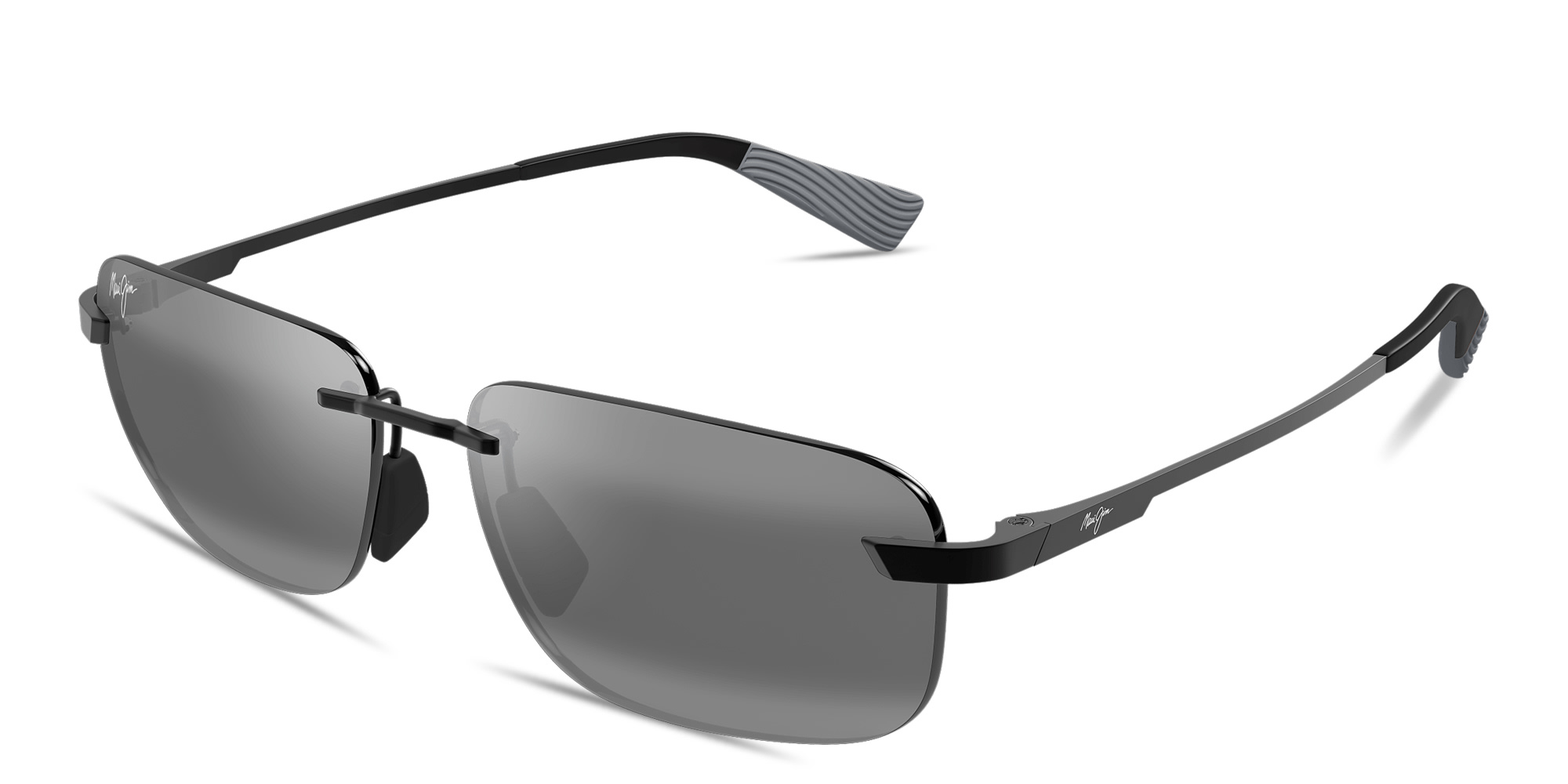 Shop Maui Jim Lanakila Unisex Rimless Rectangle Sunglasses in Black online.