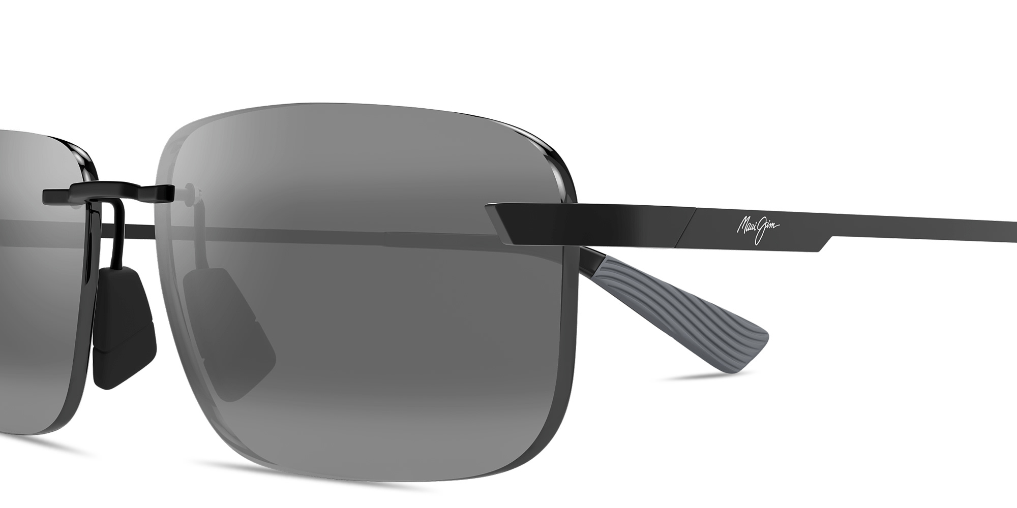 Shop Maui Jim Lanakila Unisex Rimless Rectangle Sunglasses in Black online.