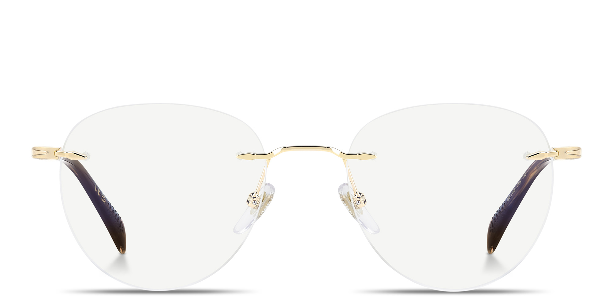 Shop DAVID BECKHAM Talisman Rimless Round Eyeglasses in Gold online.