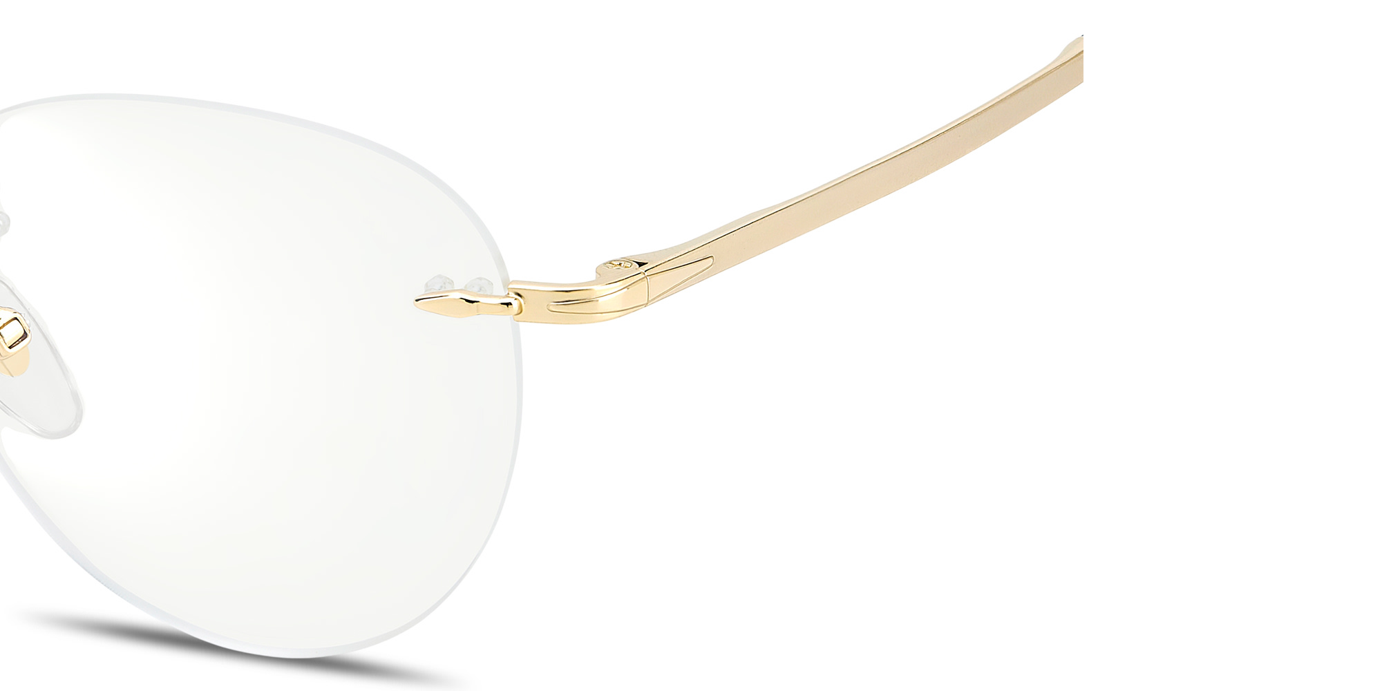 Shop DAVID BECKHAM Talisman Rimless Round Eyeglasses in Gold online.
