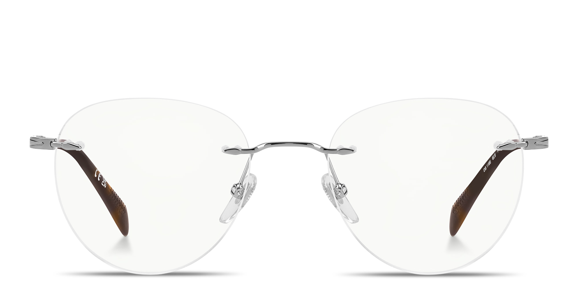 Shop DAVID BECKHAM Talisman Rimless Panthos Eyeglasses in Ruthenium online.