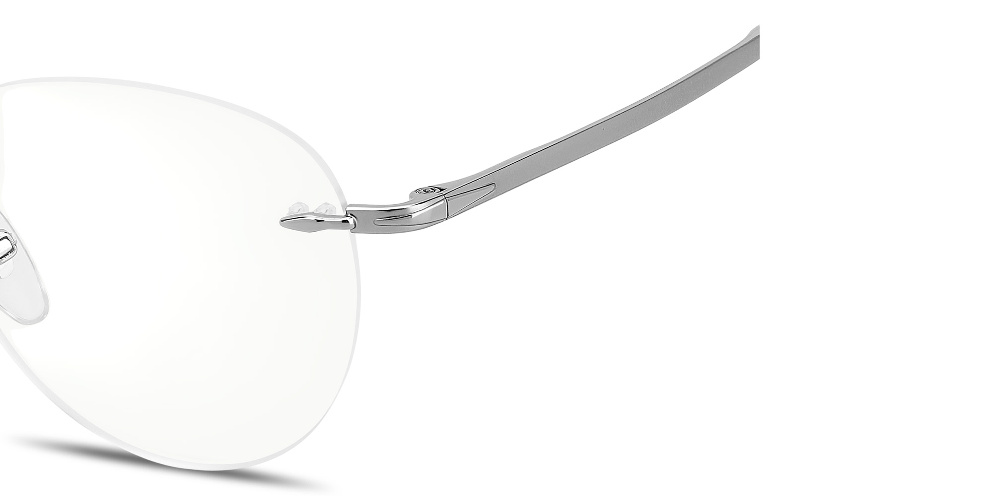 Shop DAVID BECKHAM Talisman Rimless Panthos Eyeglasses in Ruthenium online.