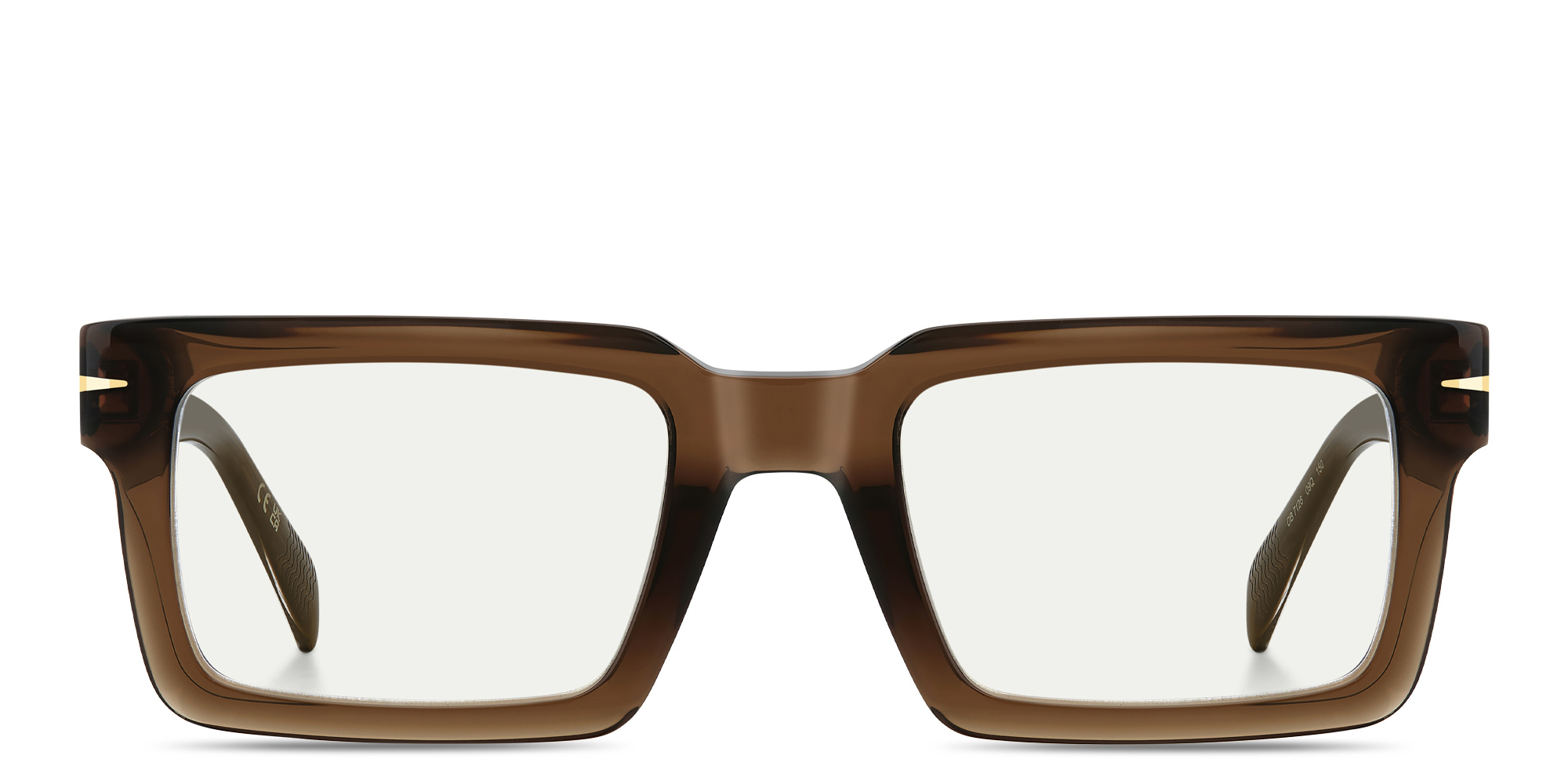 Shop DAVID BECKHAM Talisman Rectangle Eyeglasses in Brown online.