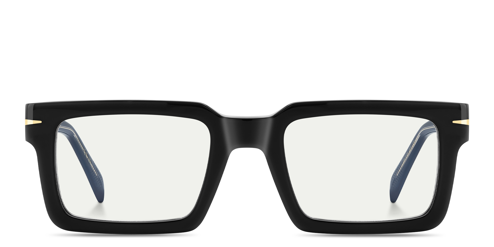 Shop DAVID BECKHAM Talisman Rectangle Eyeglasses in Black online.