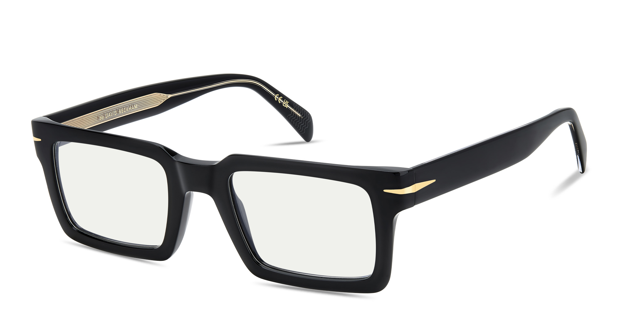 Shop DAVID BECKHAM Talisman Rectangle Eyeglasses in Black online.