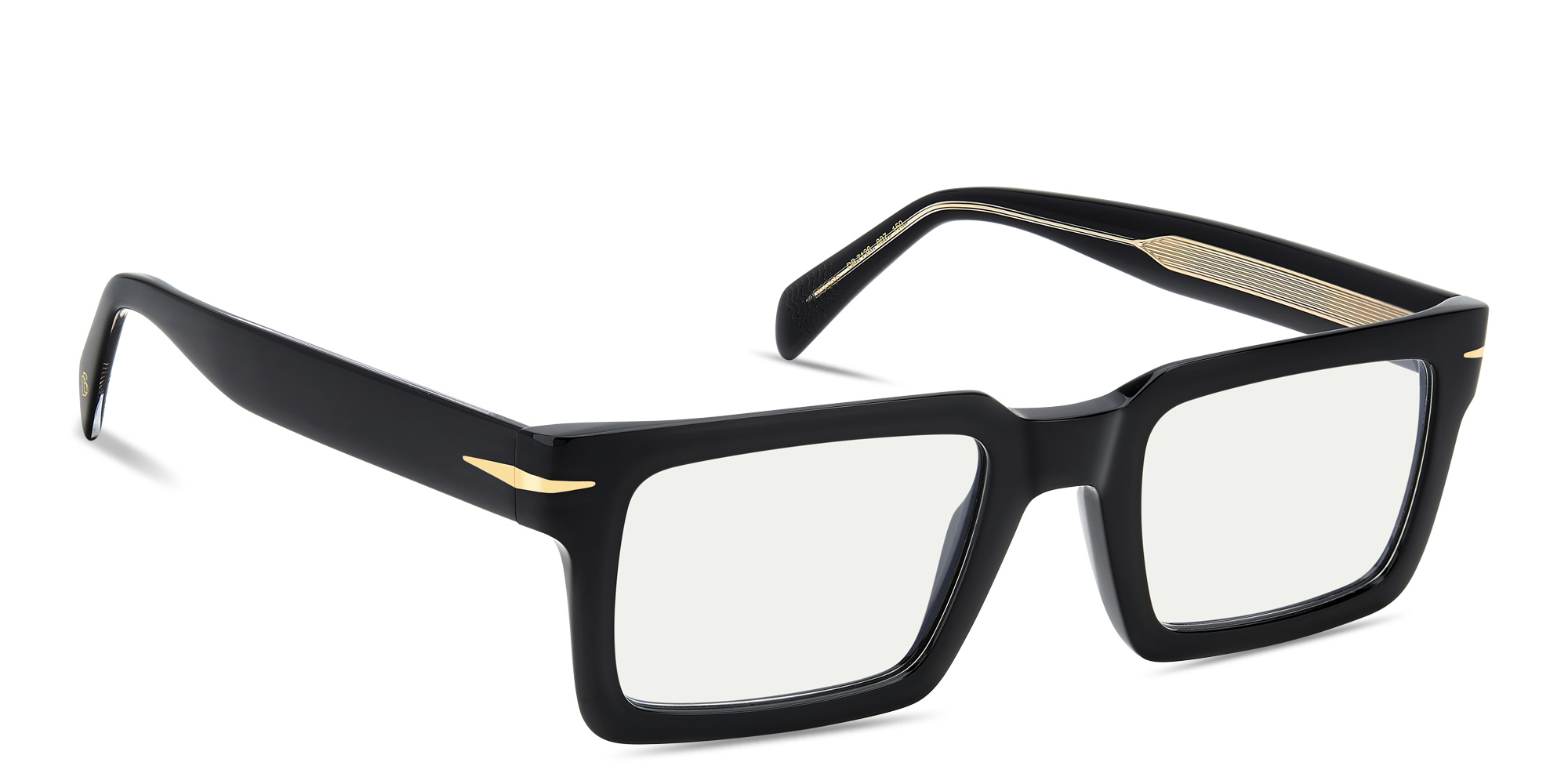 Shop DAVID BECKHAM Talisman Rectangle Eyeglasses in Black online.