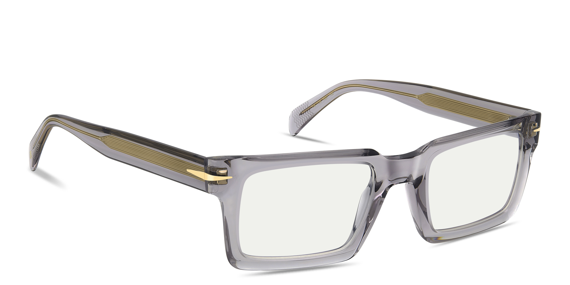 Shop DAVID BECKHAM Talisman Rectangle Eyeglasses in Grey online.