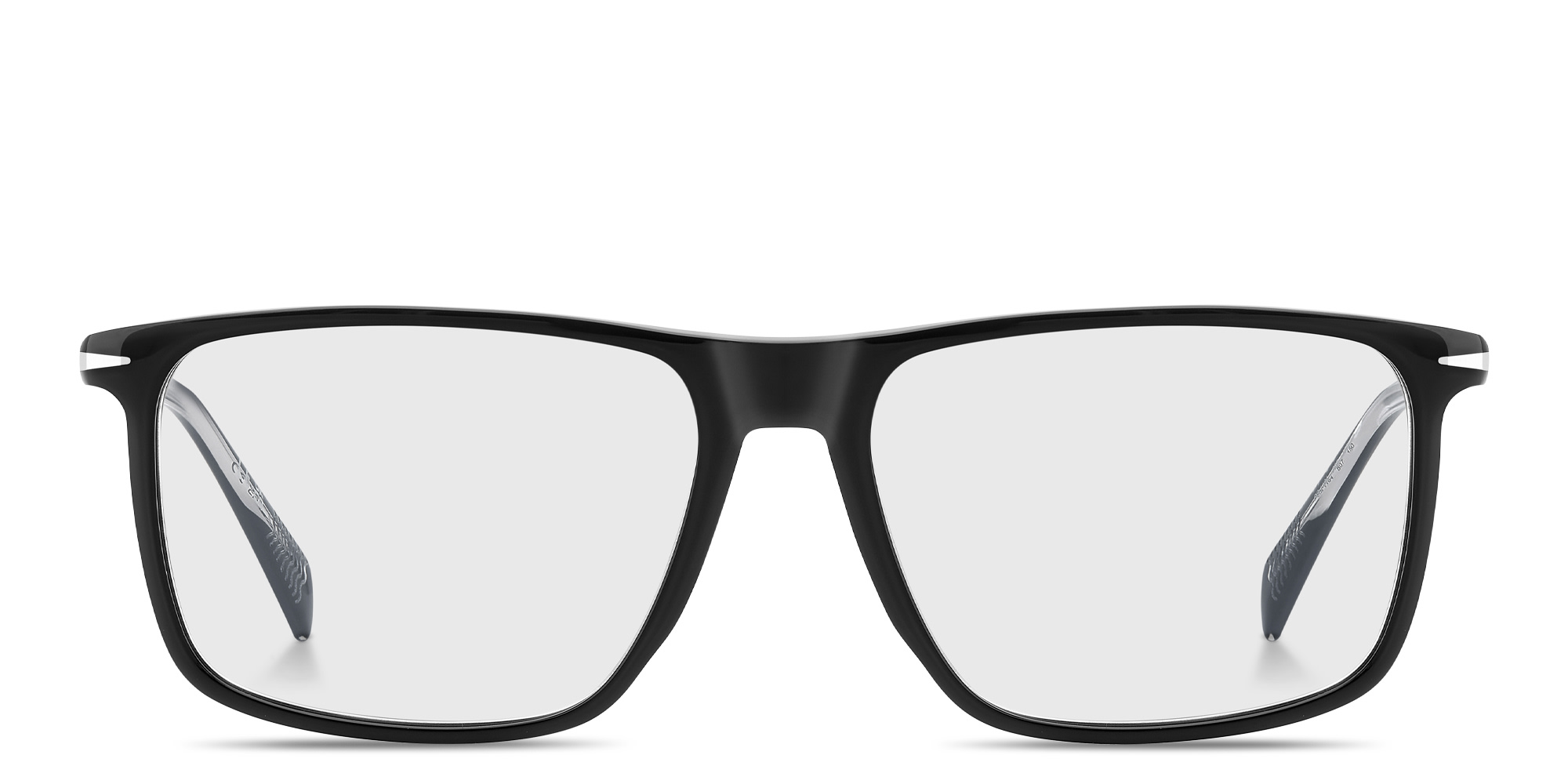 Shop DAVID BECKHAM Talisman Wide Rectangle Eyeglasses in Black online.