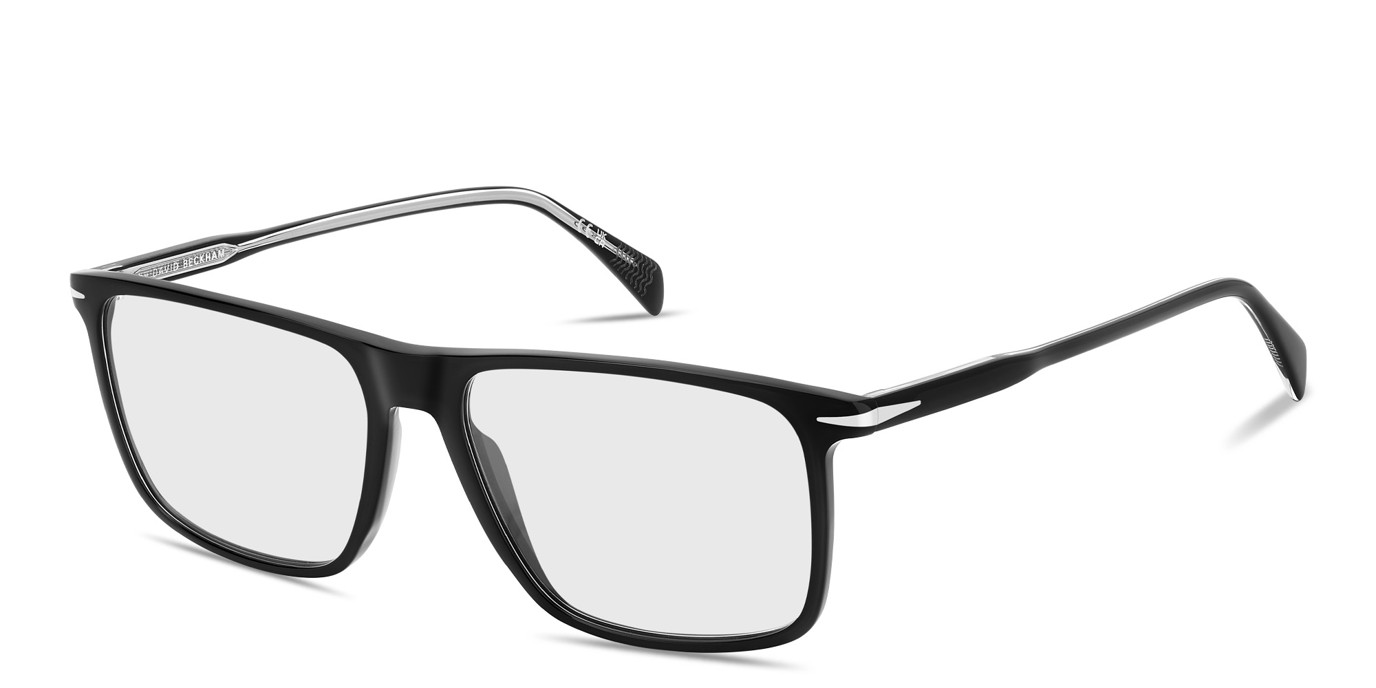 Shop DAVID BECKHAM Talisman Wide Rectangle Eyeglasses in Black online.
