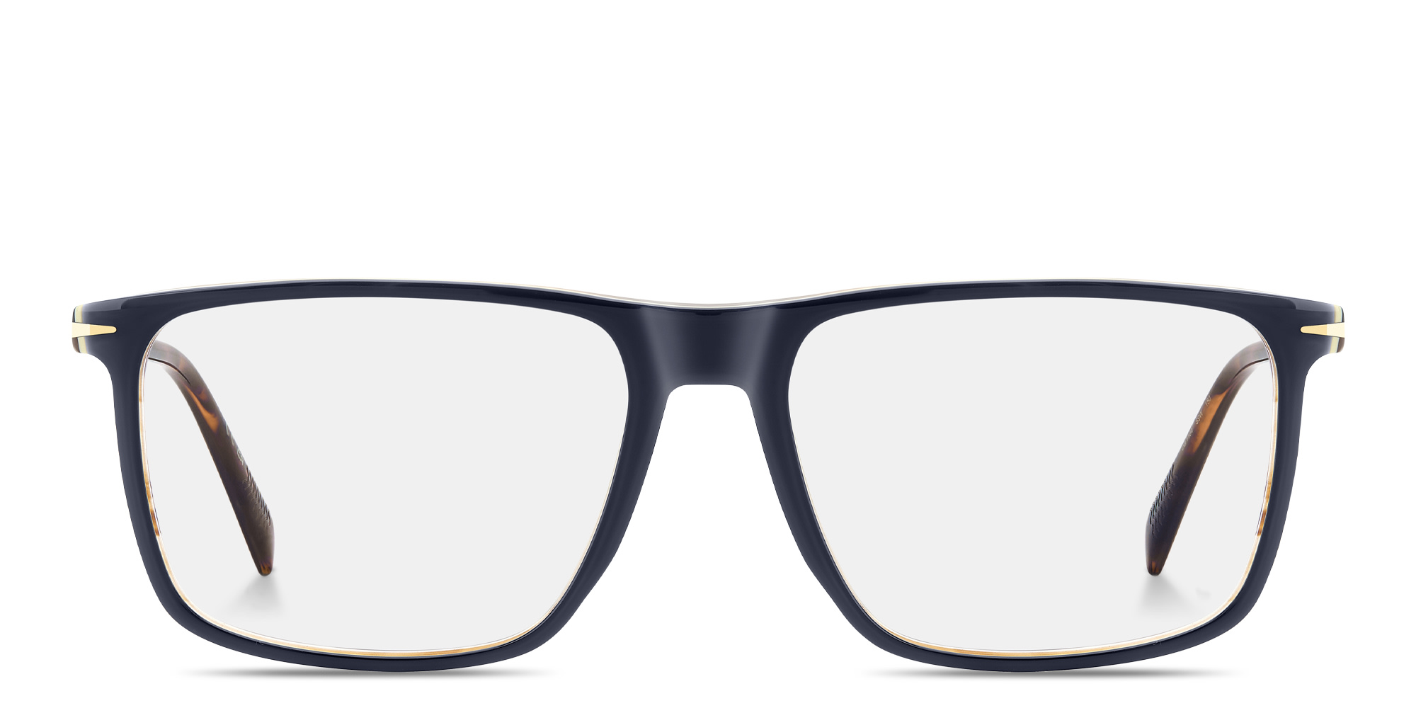 Shop DAVID BECKHAM Talisman Wide Rectangle Eyeglasses in Blue online.