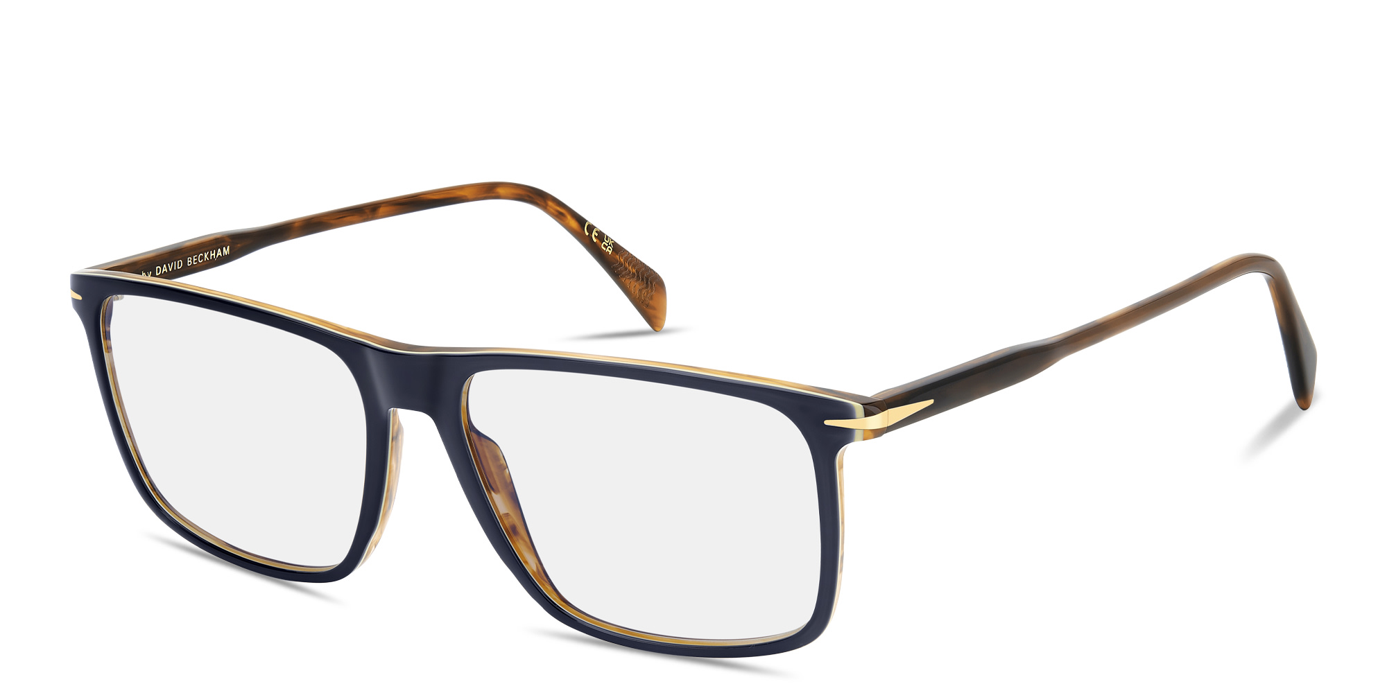Shop DAVID BECKHAM Talisman Wide Rectangle Eyeglasses in Blue online.