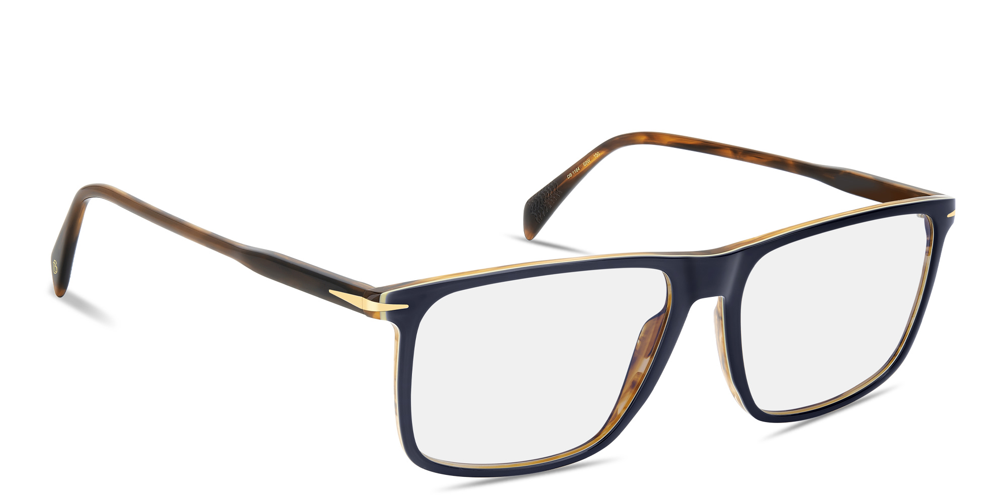 Shop DAVID BECKHAM Talisman Wide Rectangle Eyeglasses in Blue online.