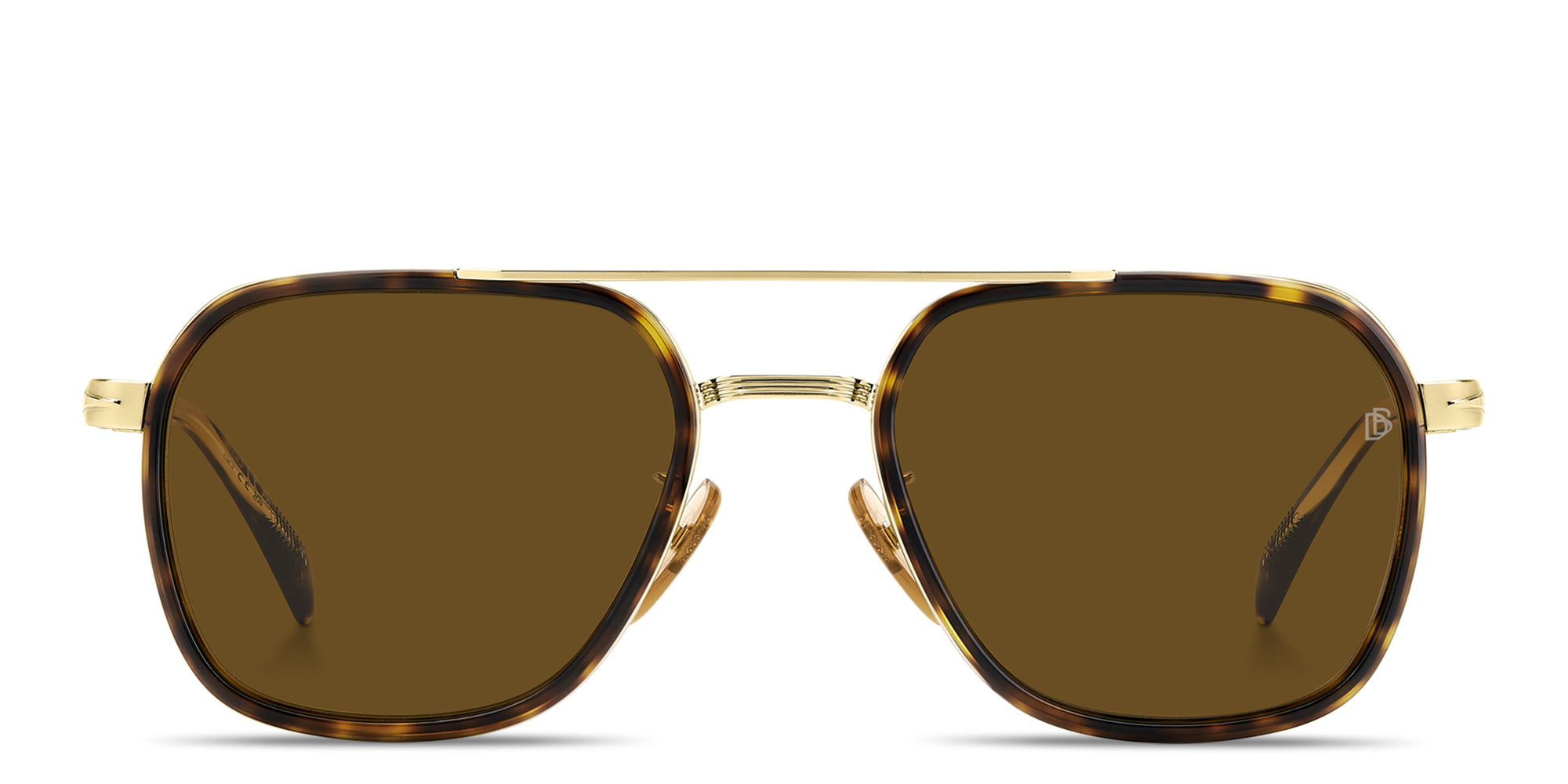 Shop DAVID BECKHAM Talisman Square Sunglasses in Havana Gold online.