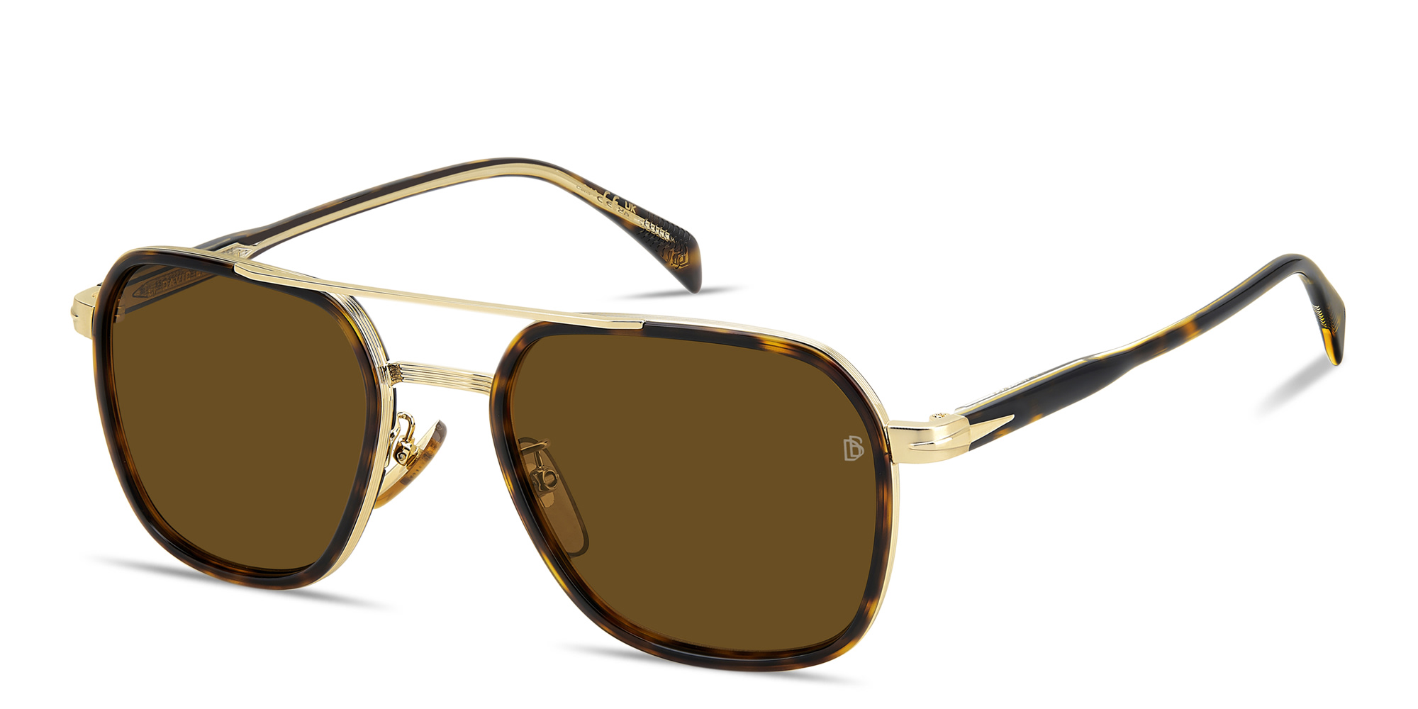 Shop DAVID BECKHAM Talisman Square Sunglasses in Havana Gold online.