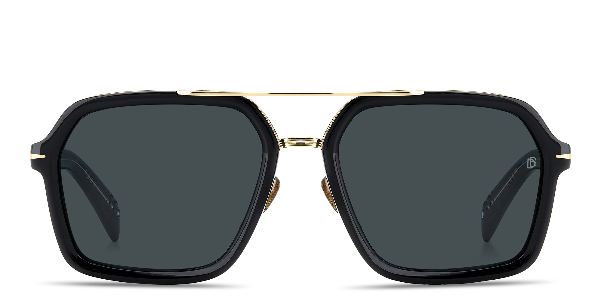 Shop DAVID BECKHAM Talisman Rectangle Sunglasses in Black online.