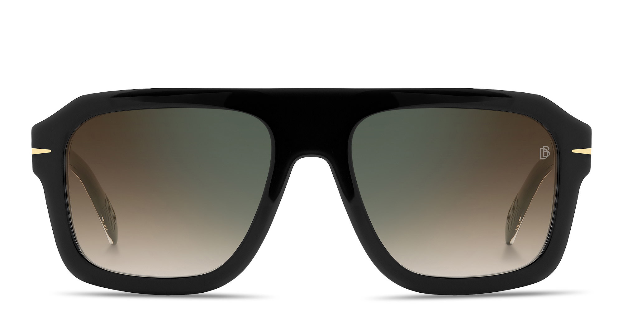 Shop DAVID BECKHAM Flat Top Square Sunglasses in Black online.
