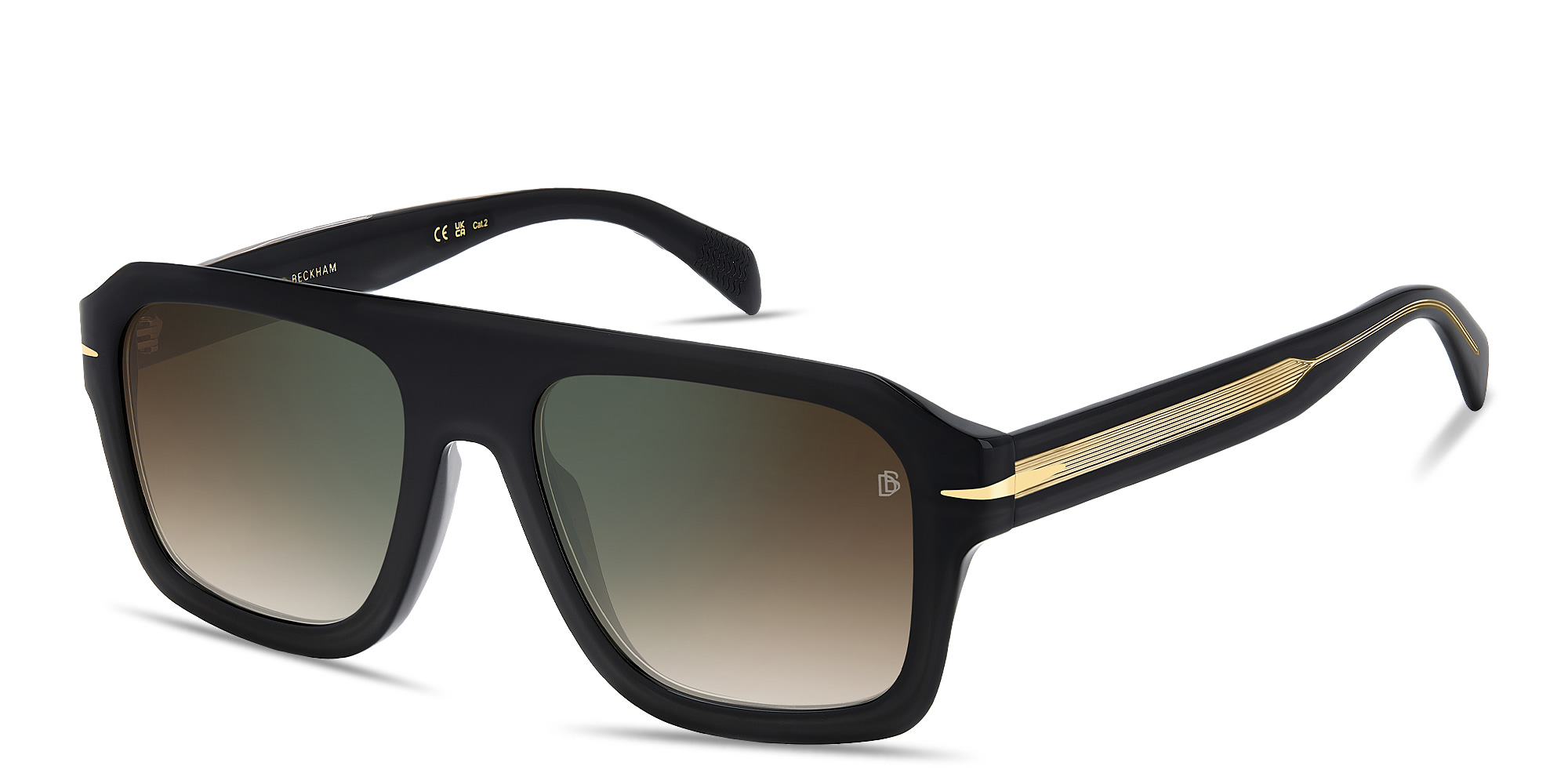 Shop DAVID BECKHAM Flat Top Square Sunglasses in Black online.