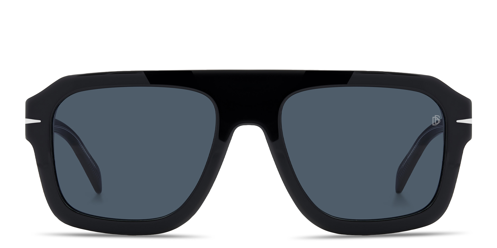 Shop DAVID BECKHAM Flat Top Square Sunglasses in Black online.