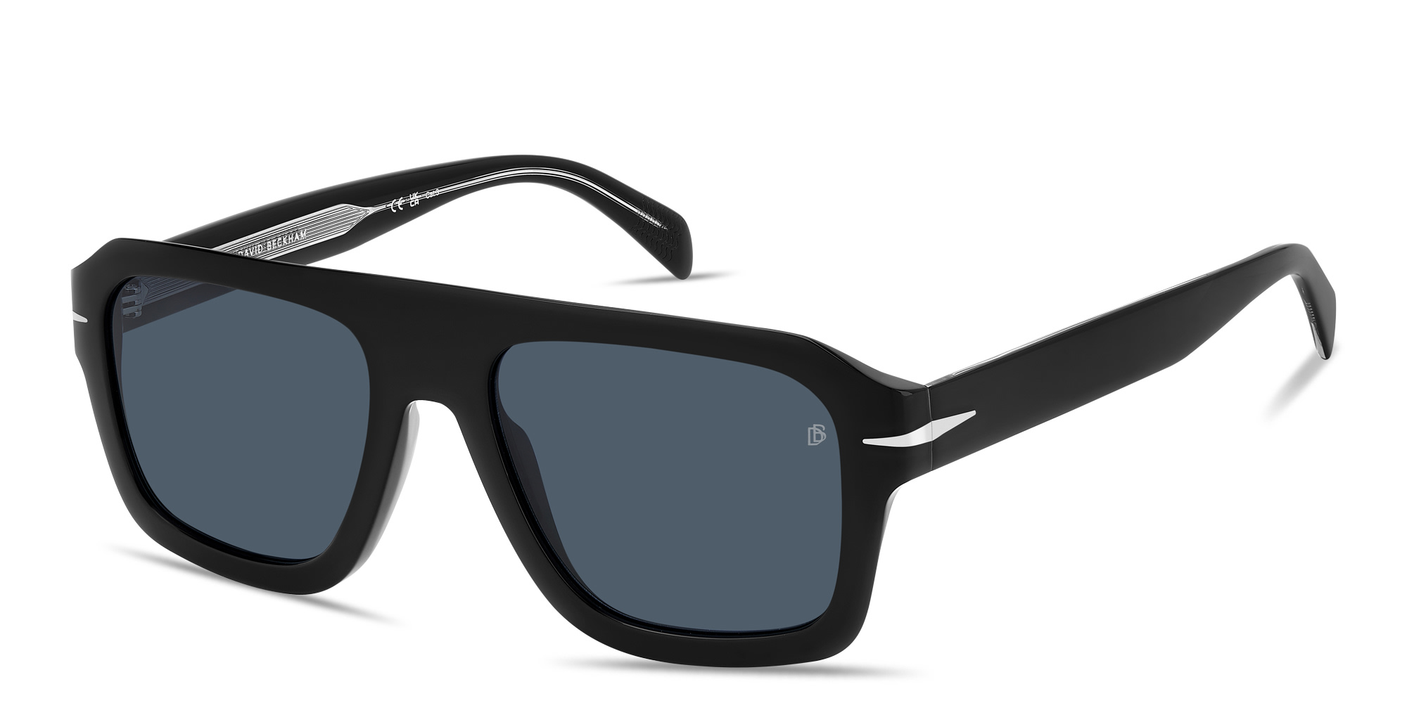 Shop DAVID BECKHAM Flat Top Square Sunglasses in Black online.