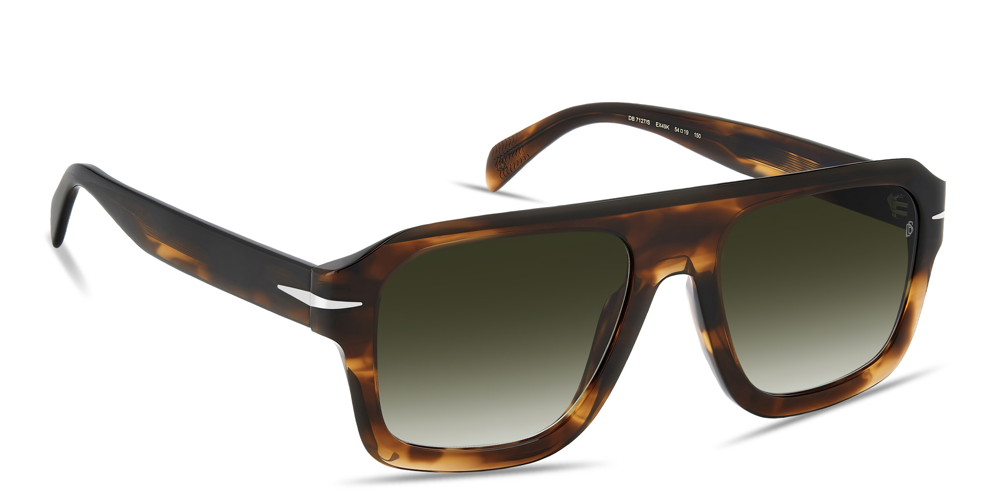 DAVID BECKHAM Flat Top Square Sunglasses in Brown Horn – Product Photo 3