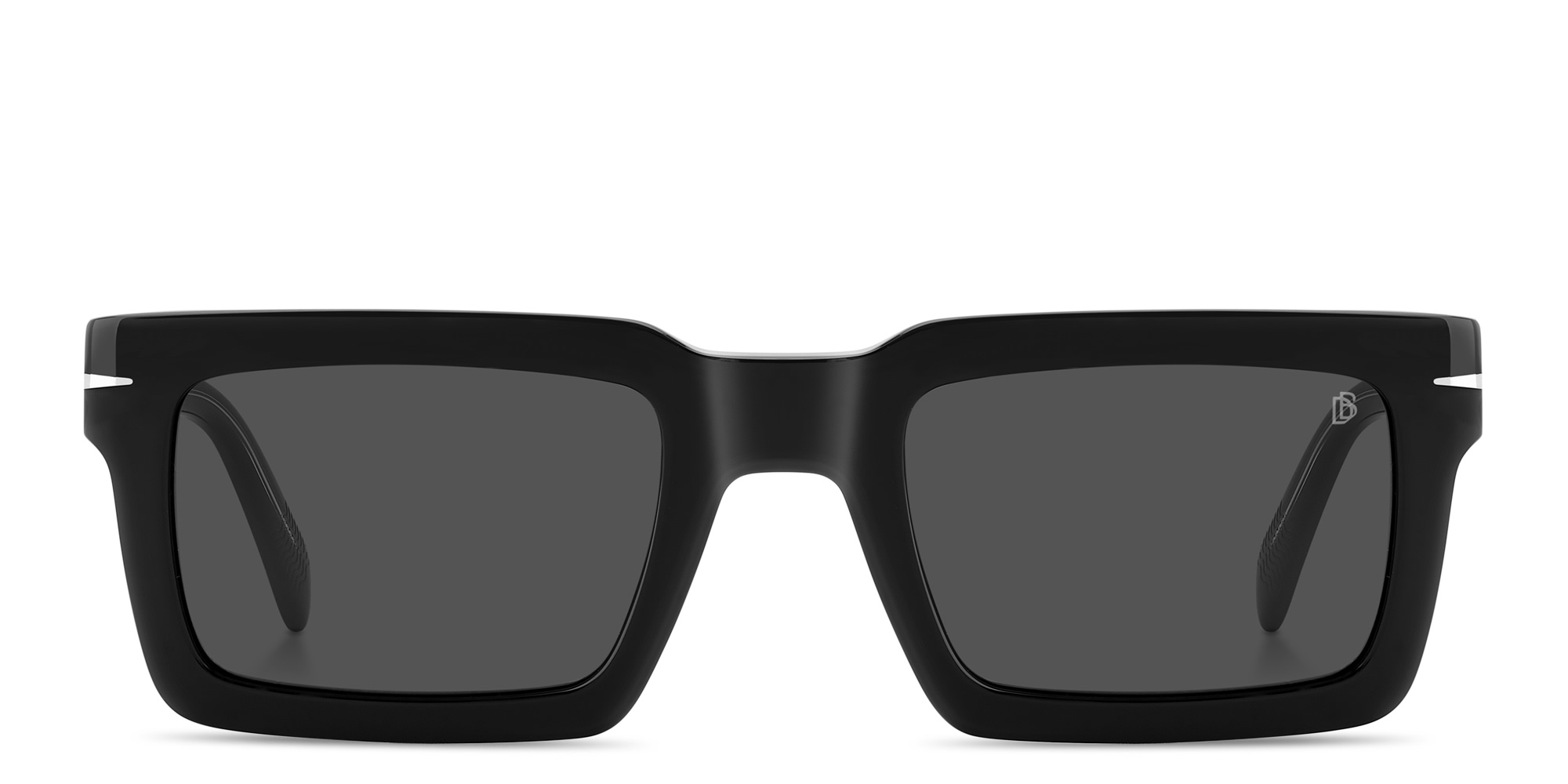 Shop DAVID BECKHAM Talisman Rectangle Sunglasses in Black online.