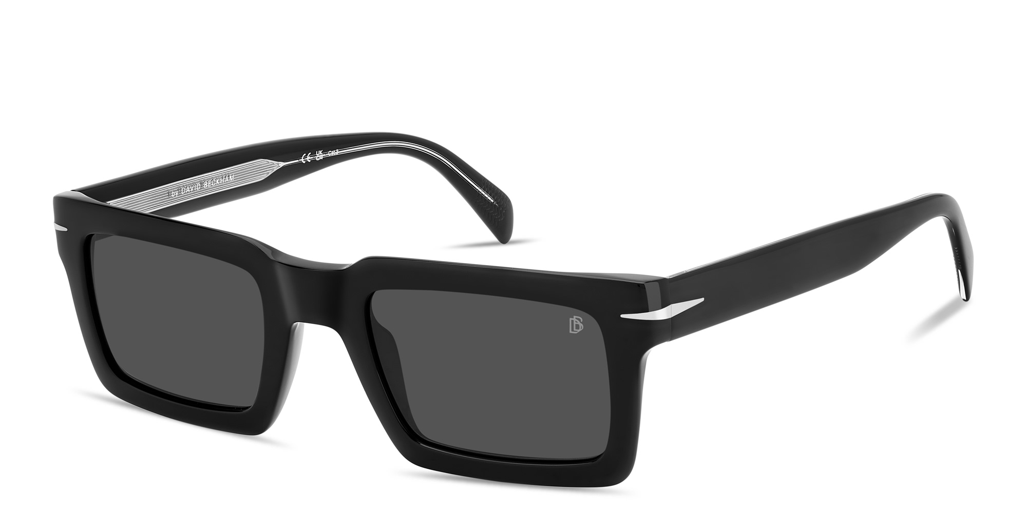 Shop DAVID BECKHAM Talisman Rectangle Sunglasses in Black online.