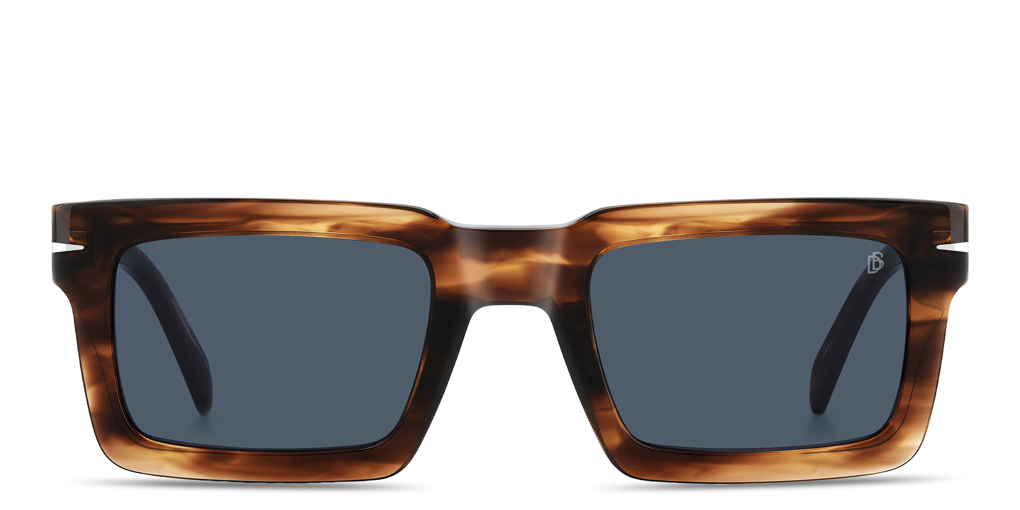 Shop DAVID BECKHAM Talisman Rectangle Sunglasses in Brown Horn online.