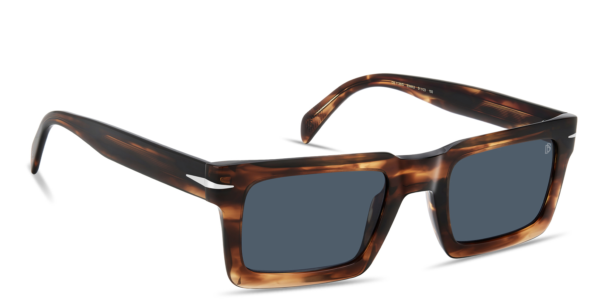 Shop DAVID BECKHAM Talisman Rectangle Sunglasses in Brown Horn online.