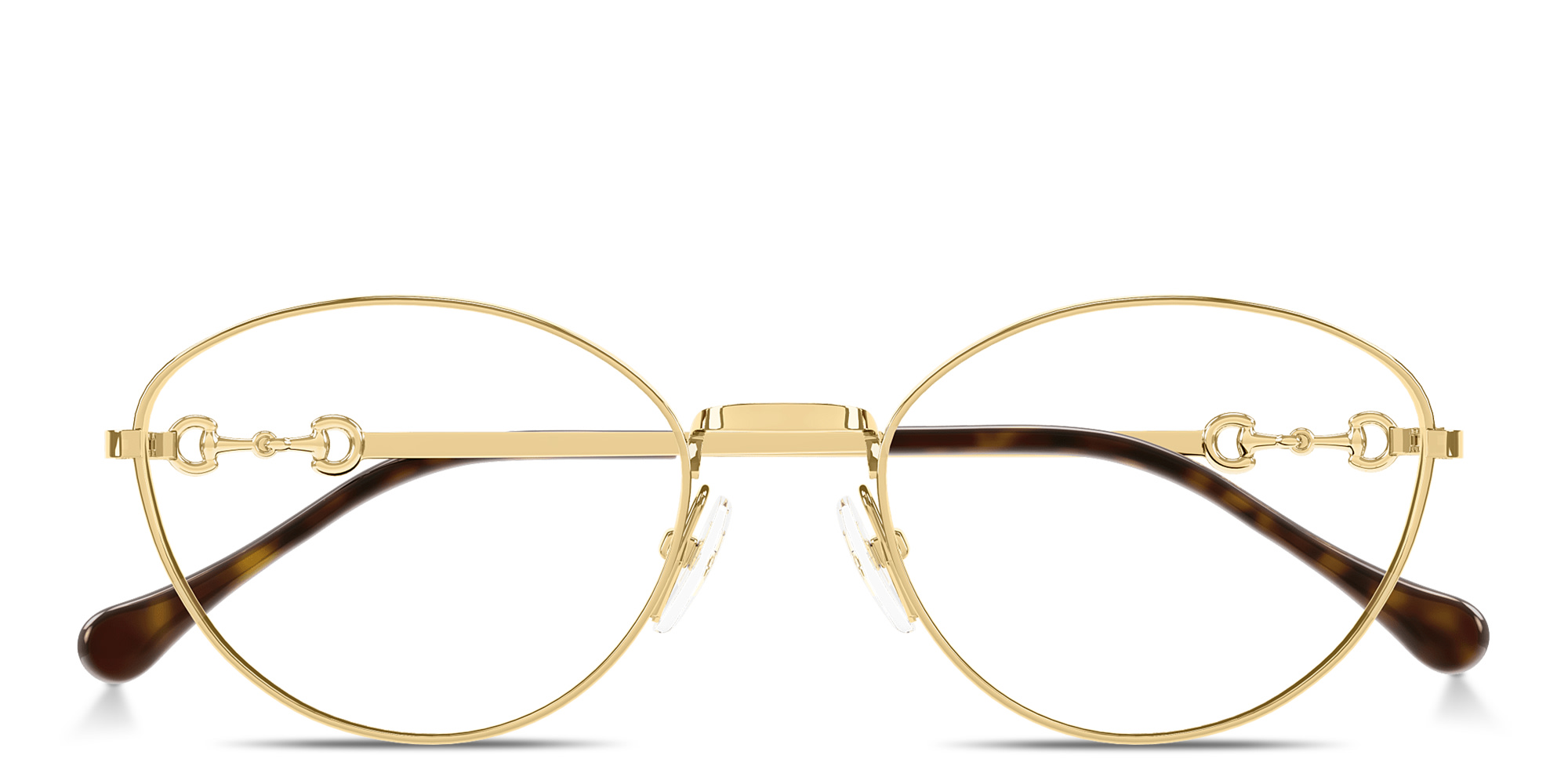 Shop GUCCI Horsebit Cat-Eye Eyeglasses in Gold online.