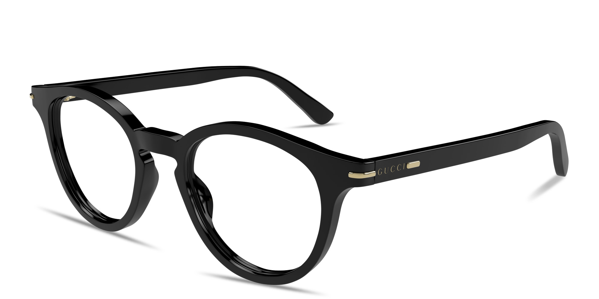 GUCCI Logo Signature Round Eyeglasses in Black – Product Photo 2