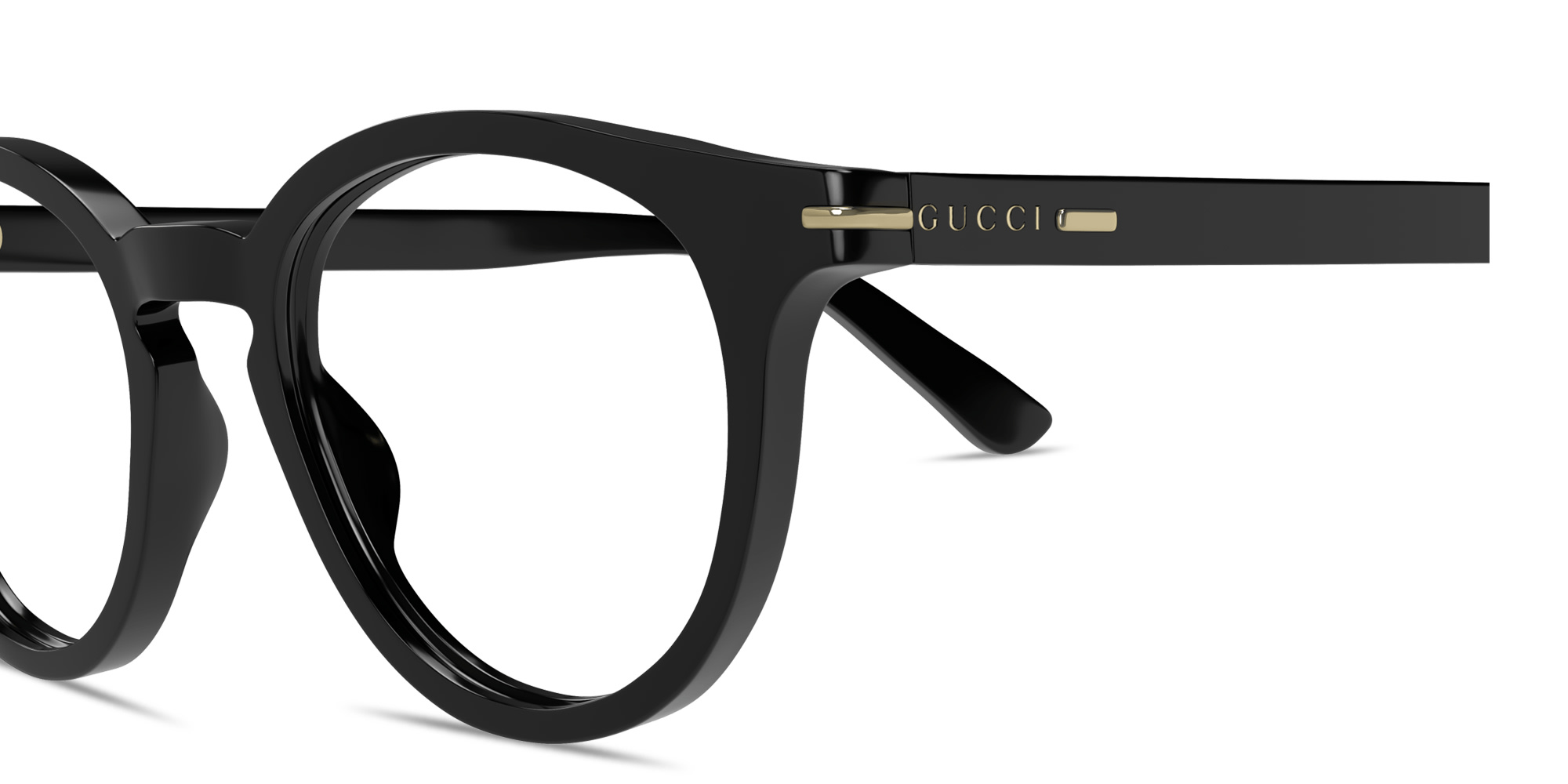 GUCCI Logo Signature Round Eyeglasses in Black – Product Photo 3