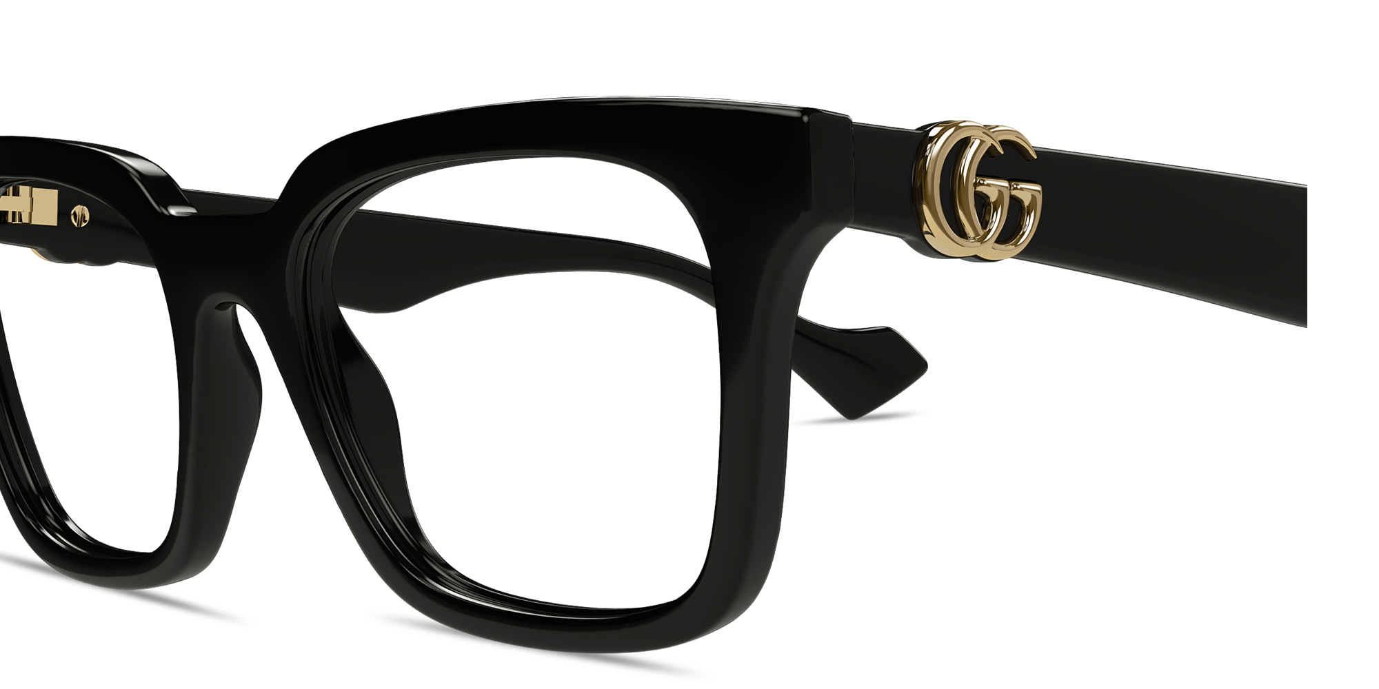 Shop GUCCI GG Square Eyeglasses in Black online.