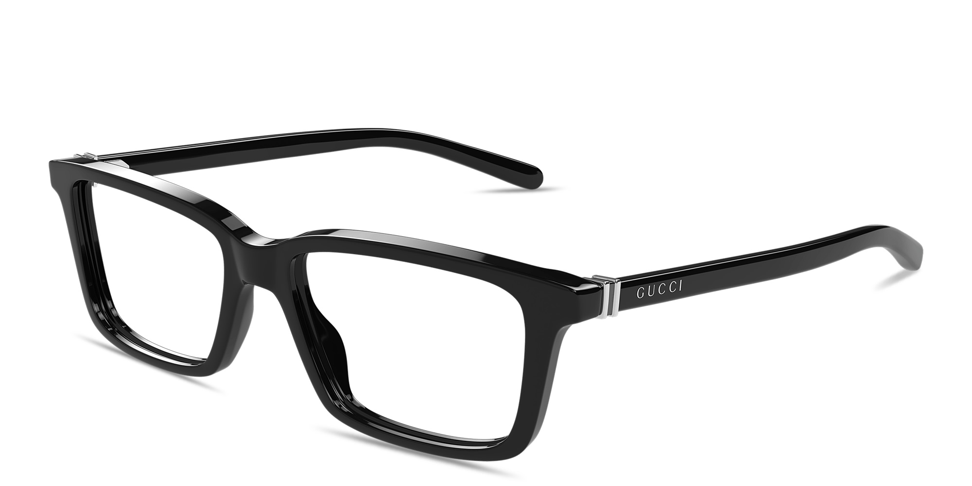 Shop GUCCI Web Rectangle Eyeglasses in Black online.