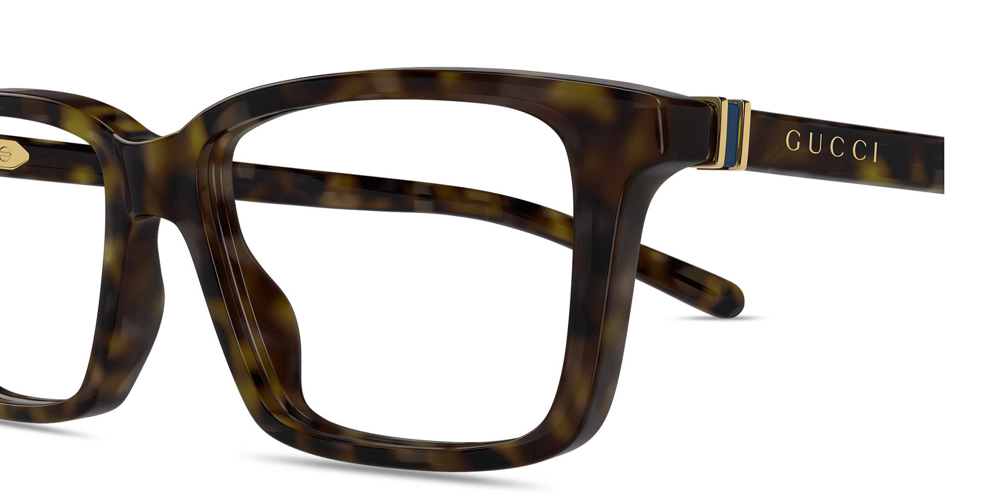 Shop GUCCI Web Rectangle Eyeglasses in Havana online.
