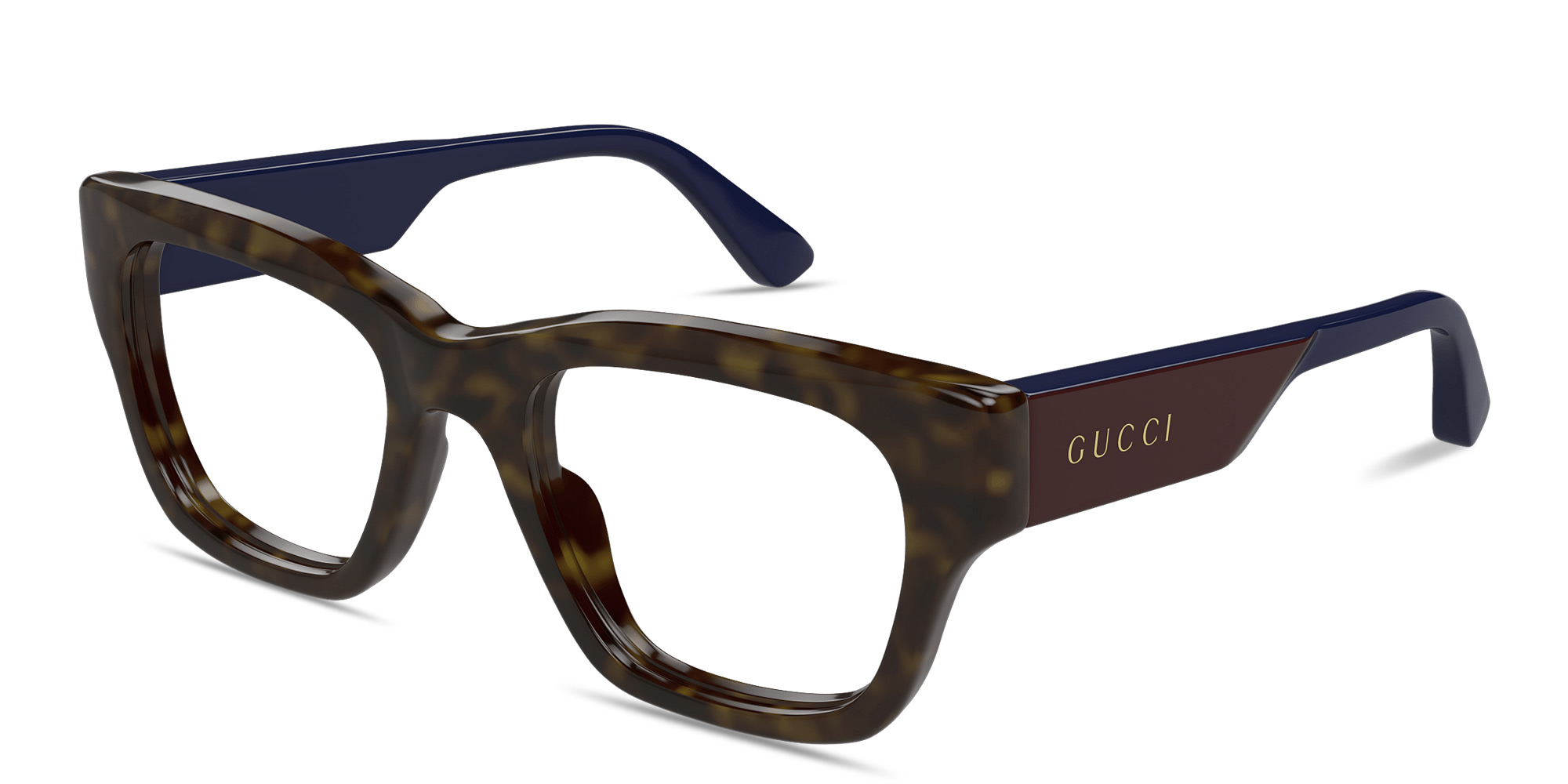 تسوق نظارات طبية مربّعة بتوقيع العلامة غوتشي بلون مموه أونلاين.